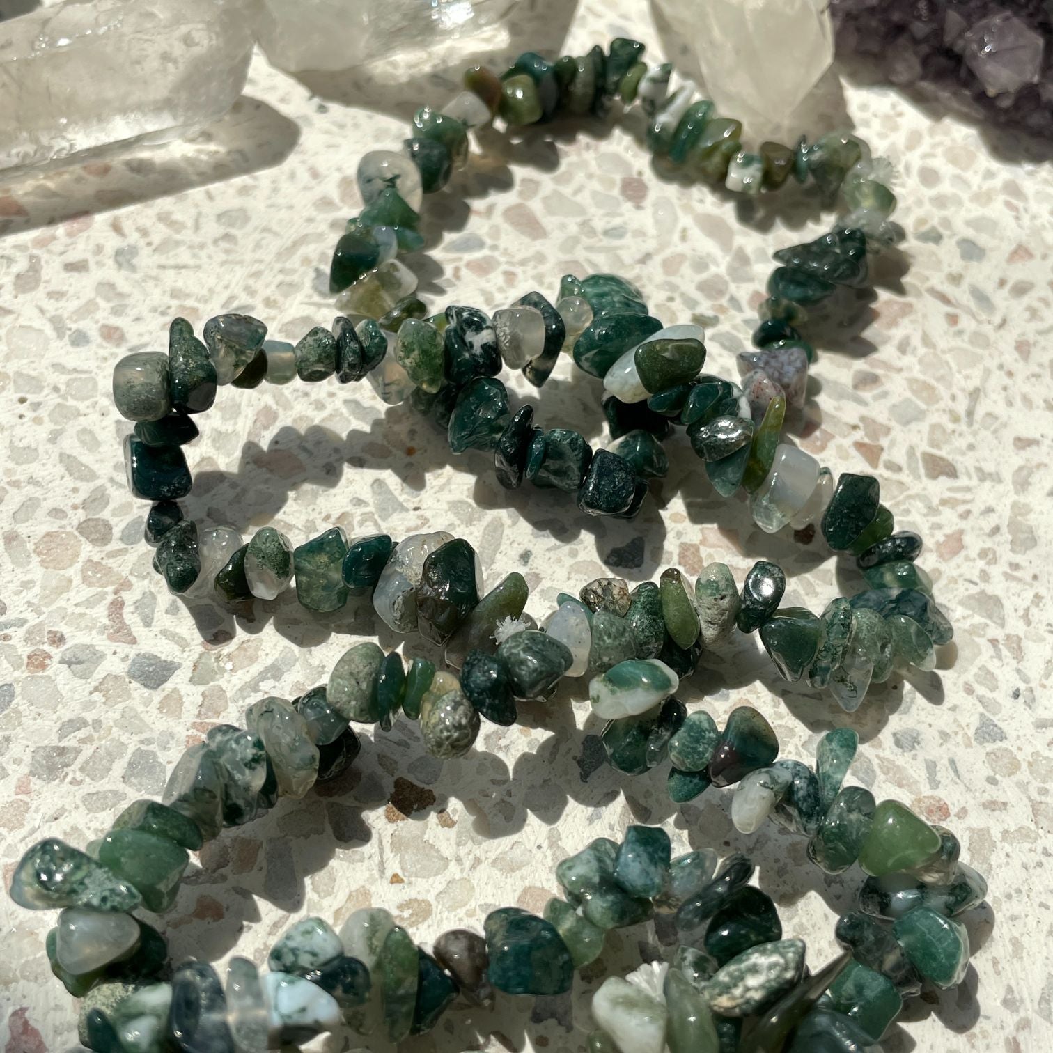 Moss Agate Chip Bracelet