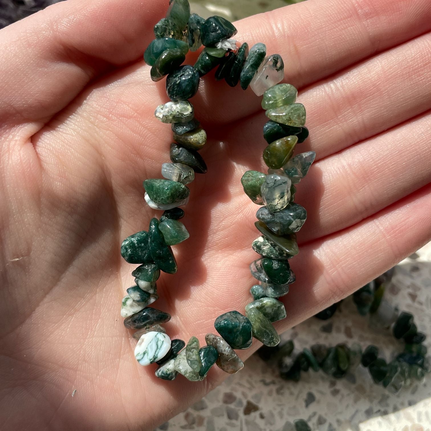 Moss Agate Chip Bracelet