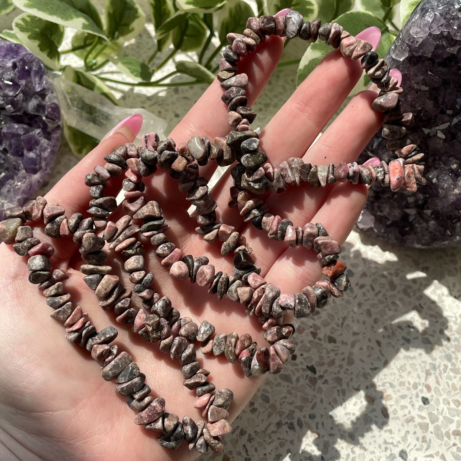 Rhodonite Chip Bracelet