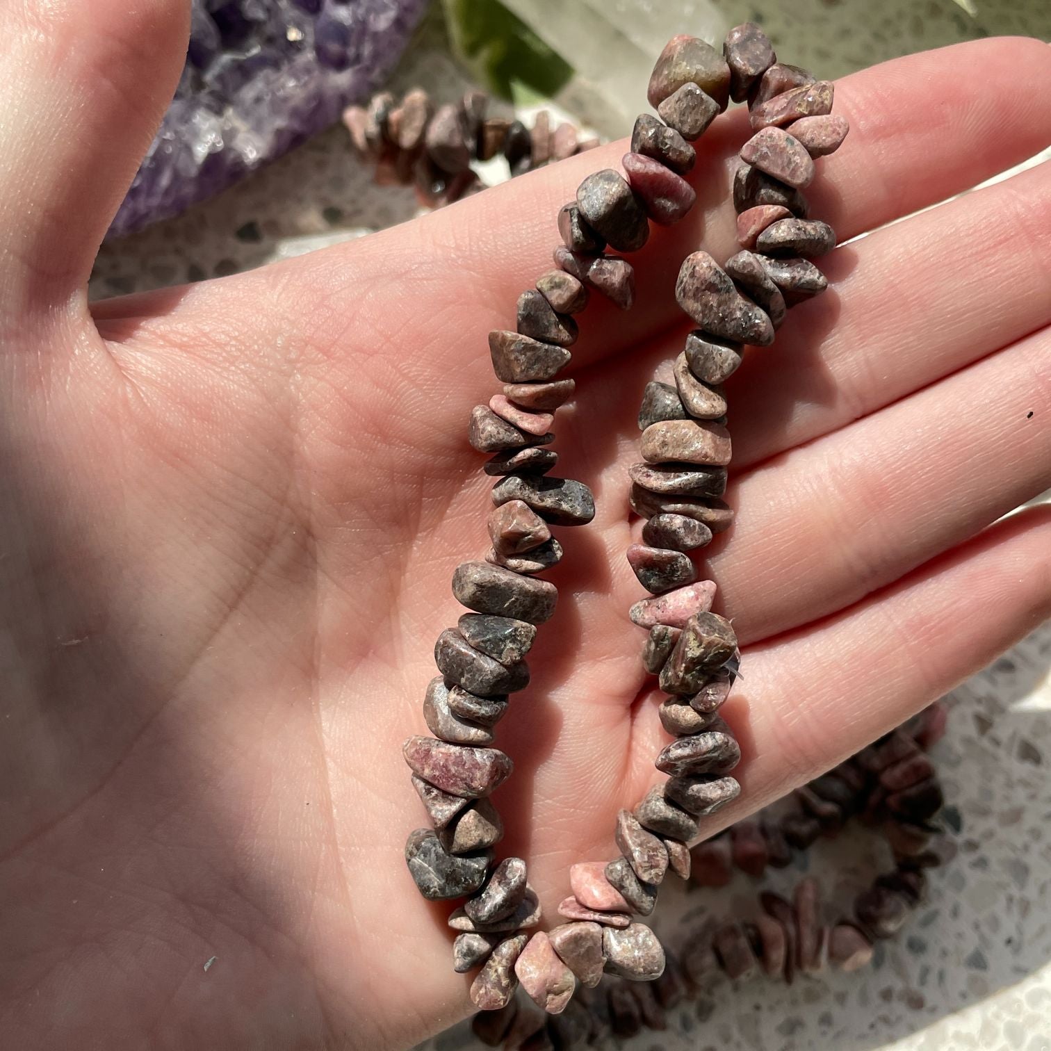 Rhodonite Chip Bracelet