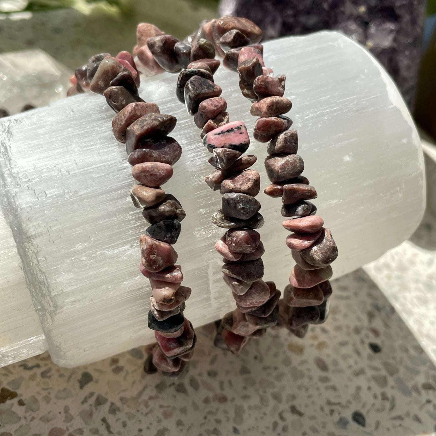 Rhodonite Chip Bracelet
