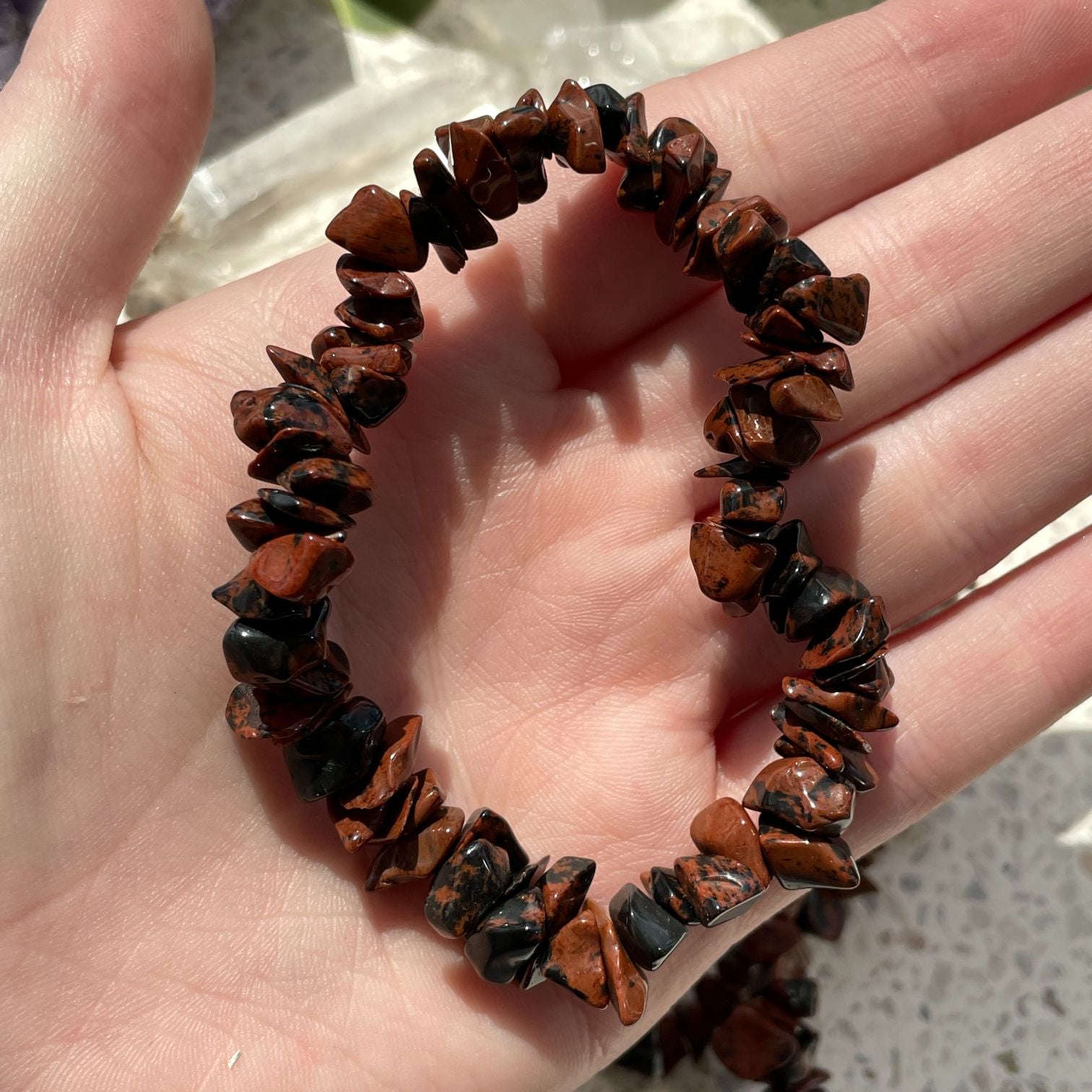 Mahogany Obsidian Chip Bracelet