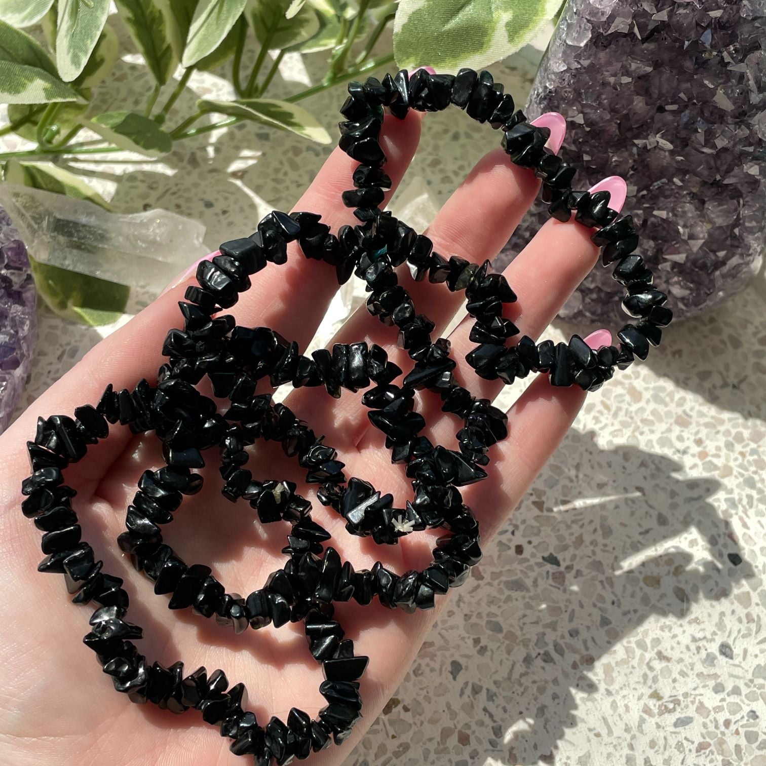 Black Obsidian Chip Bracelet