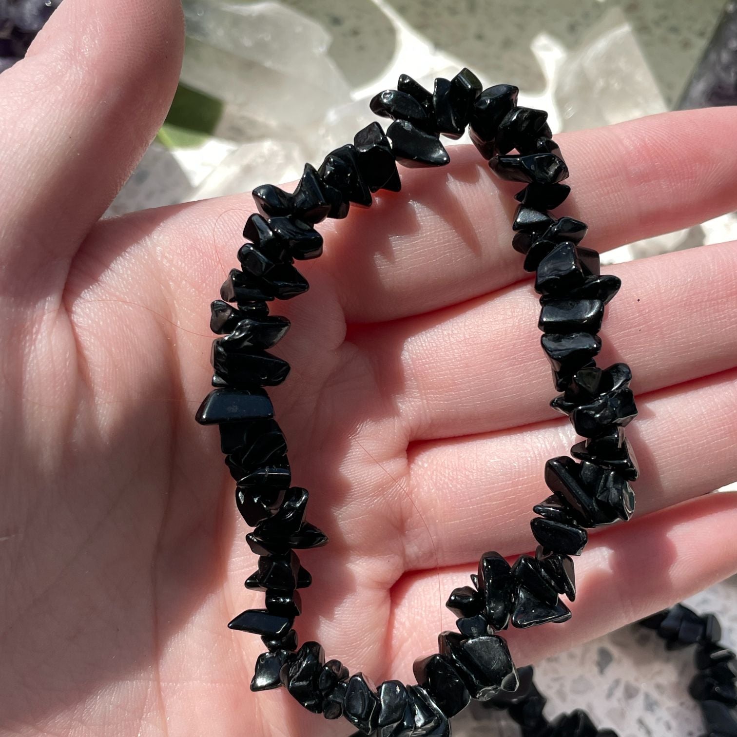 Black Obsidian Chip Bracelet