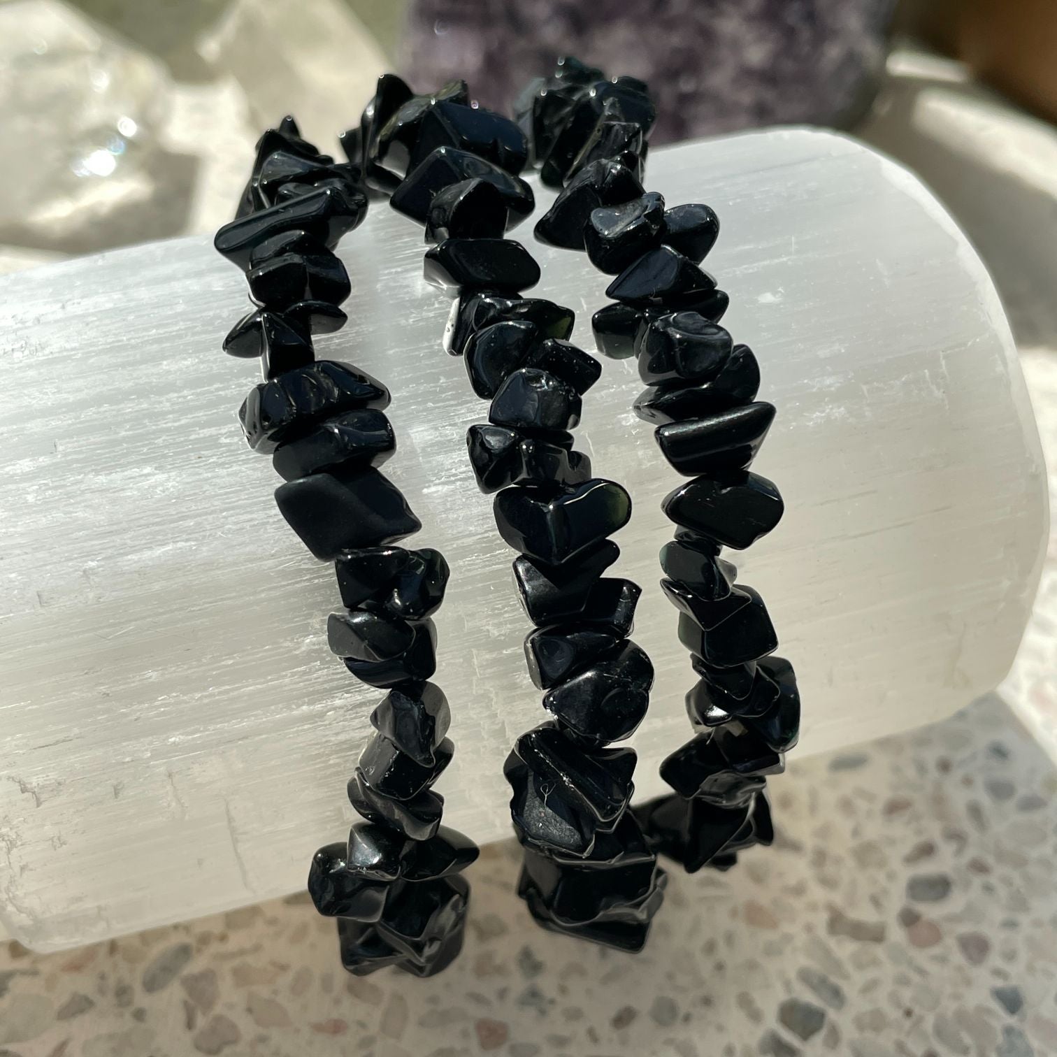 Black Obsidian Chip Bracelet