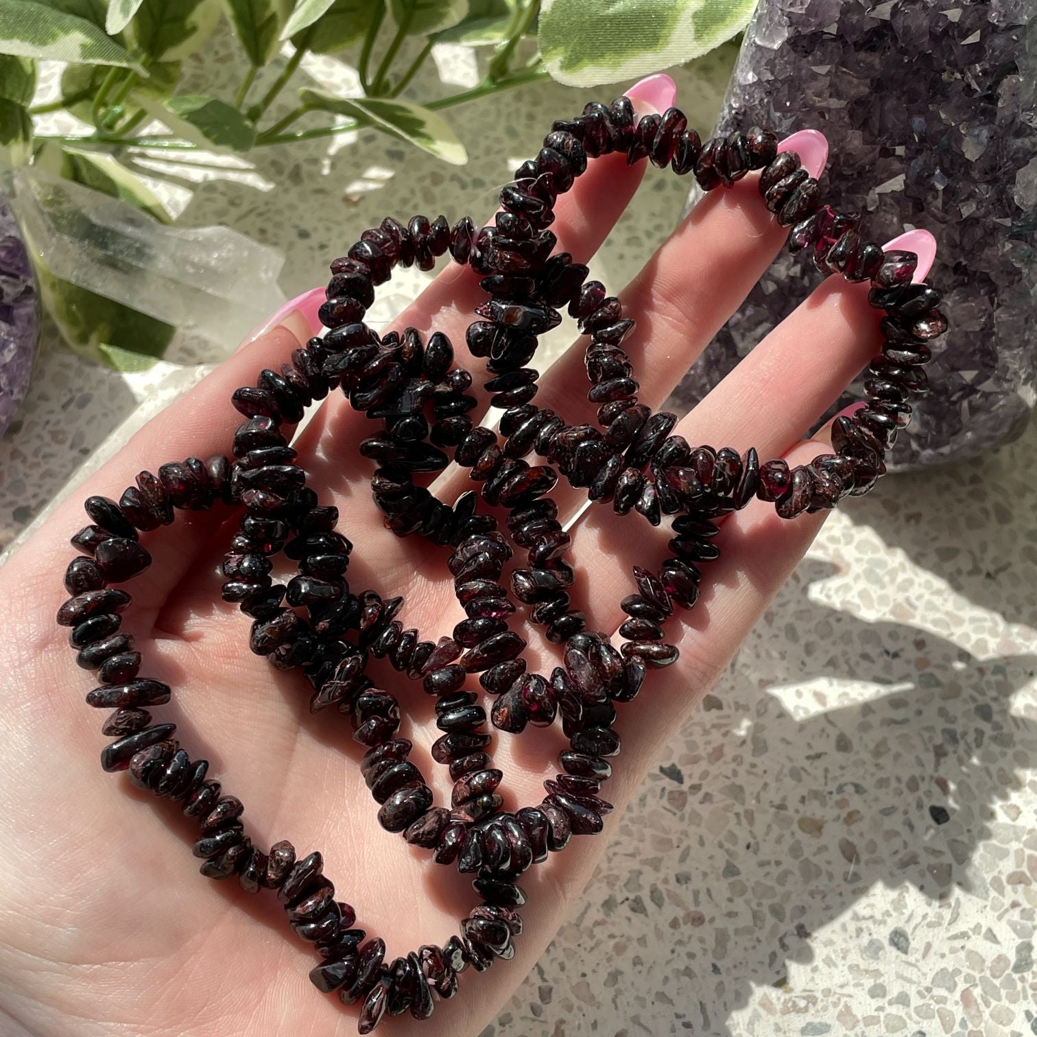 Garnet Chip Bracelet
