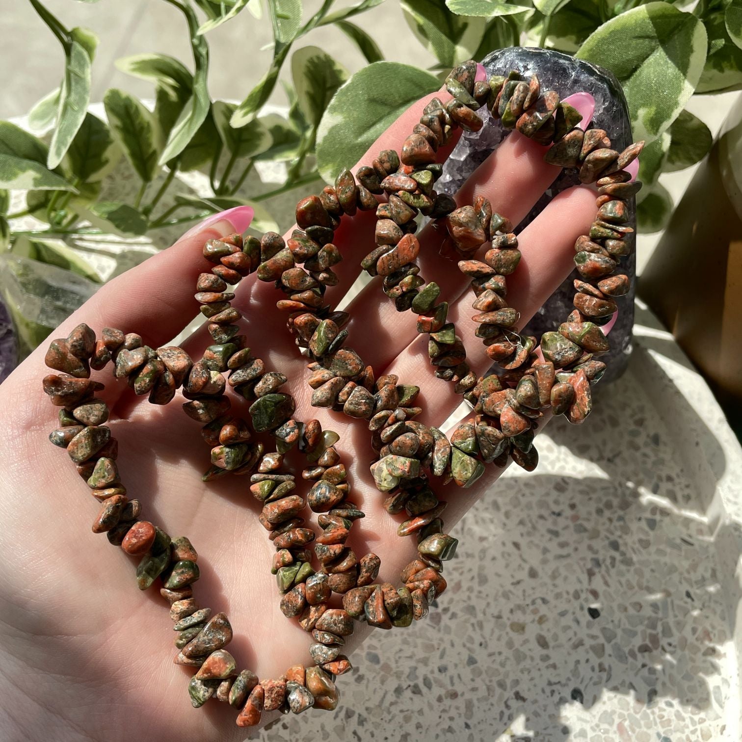 Unakite Chip Bracelet