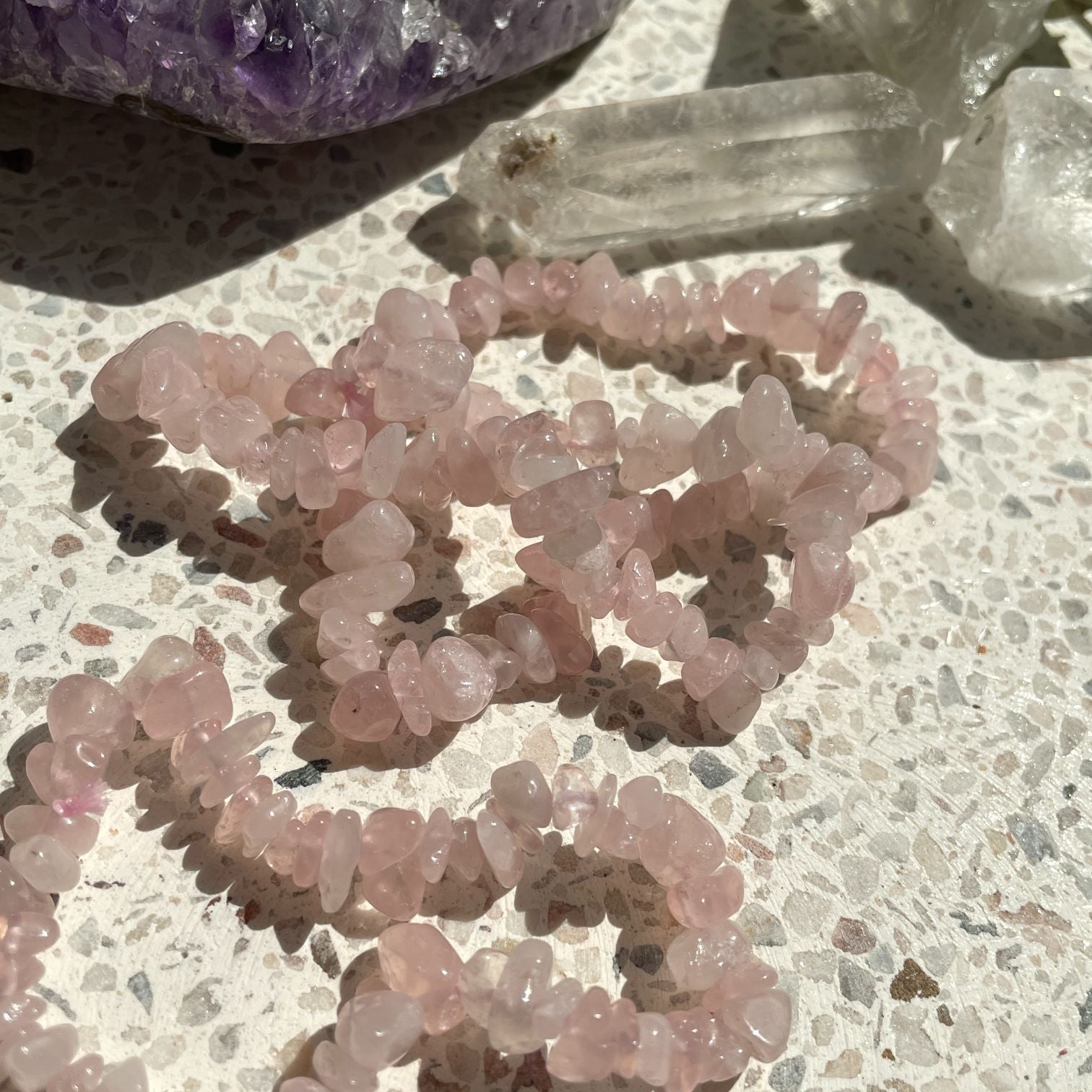 Rose Quartz Chip Bracelet Q1/A