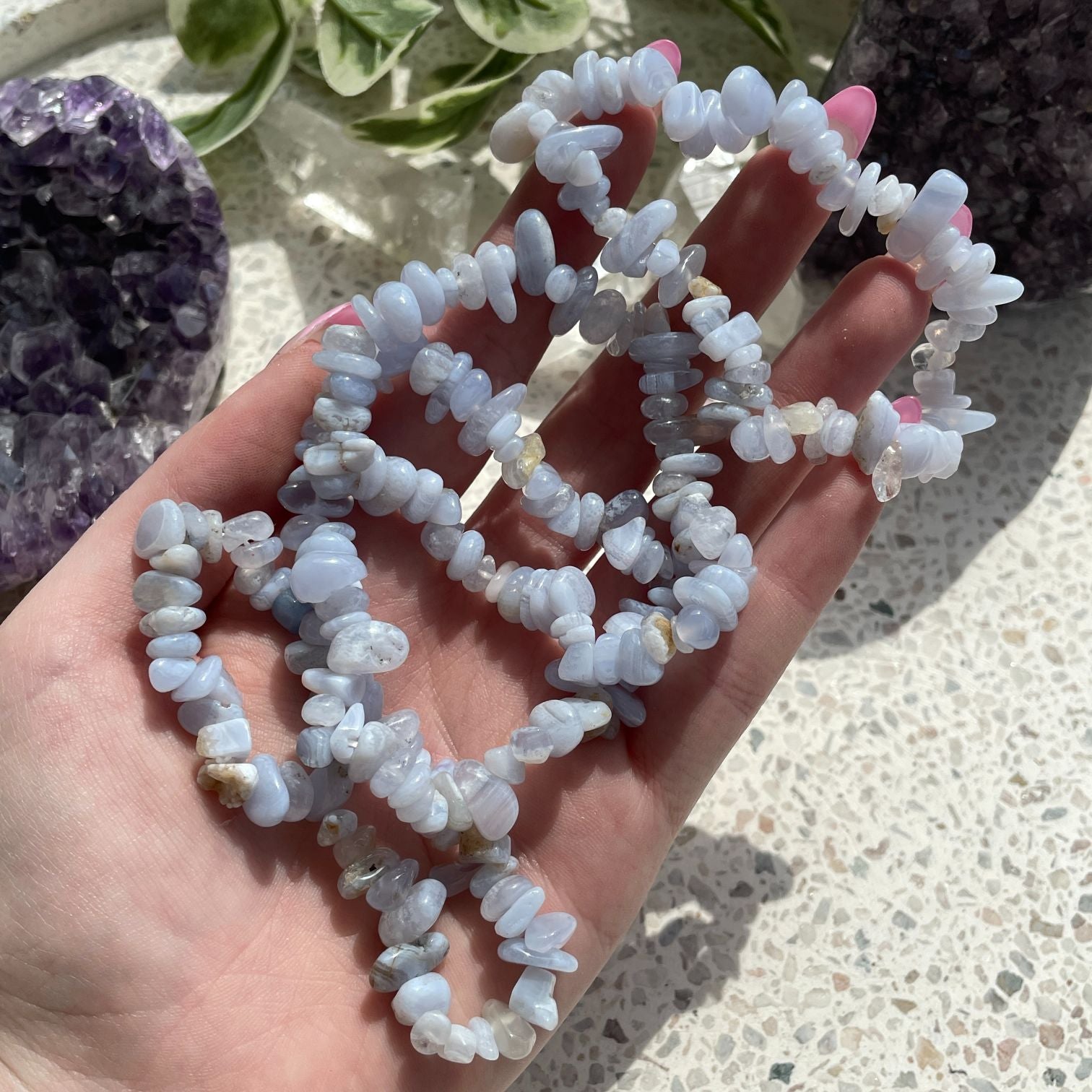 Blue Lace Agate Chip Bracelet