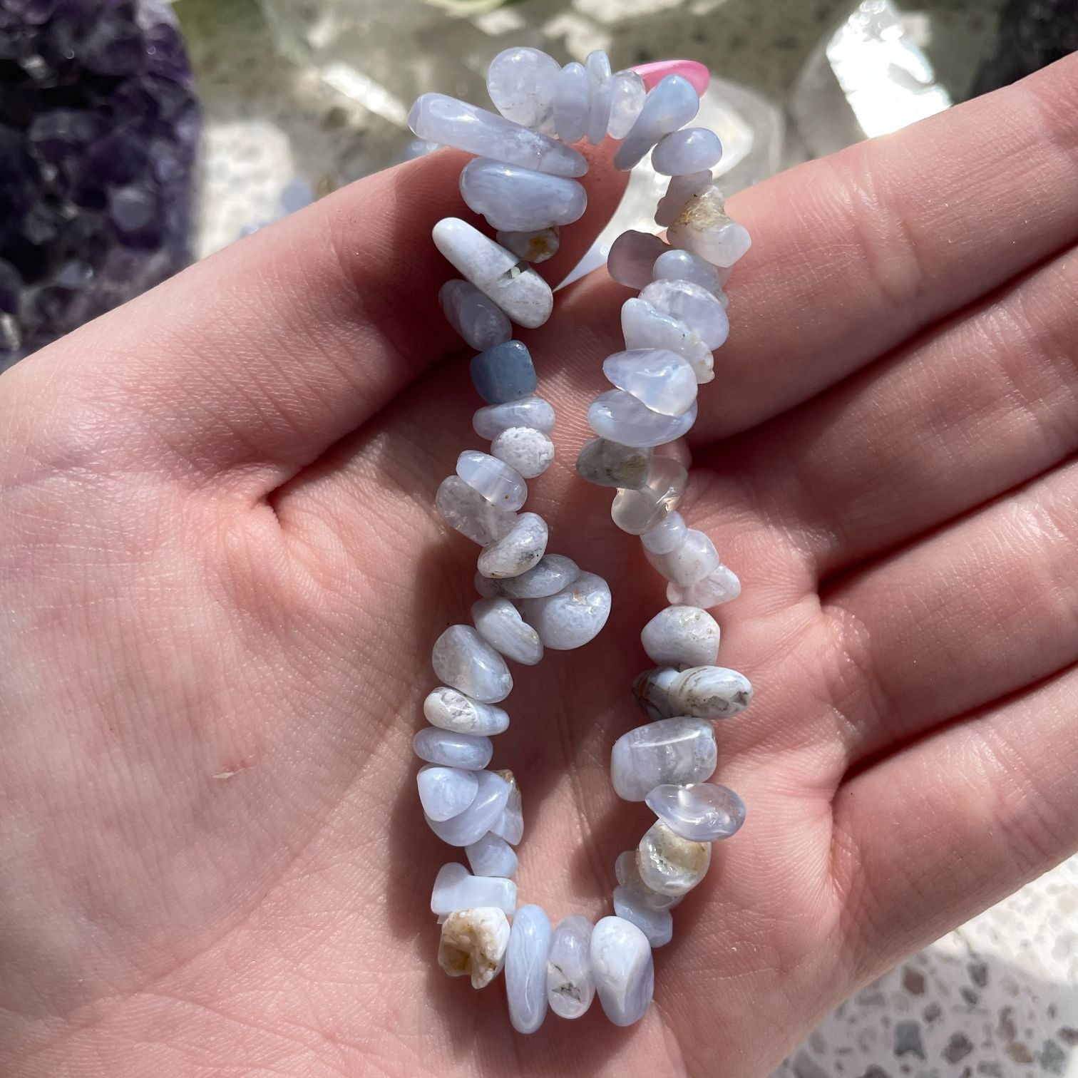 Blue Lace Agate Chip Bracelet