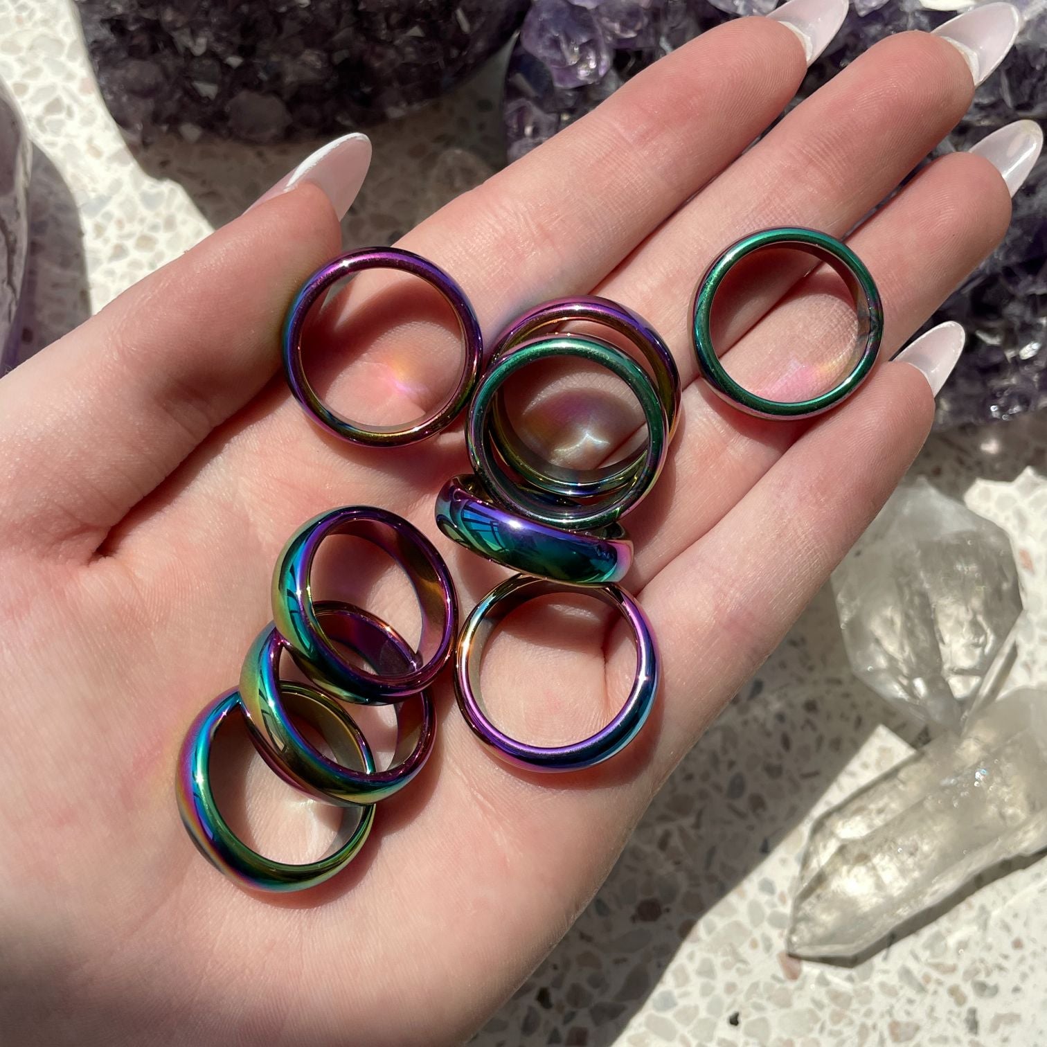 Rainbow Hematite Ring - 5mm