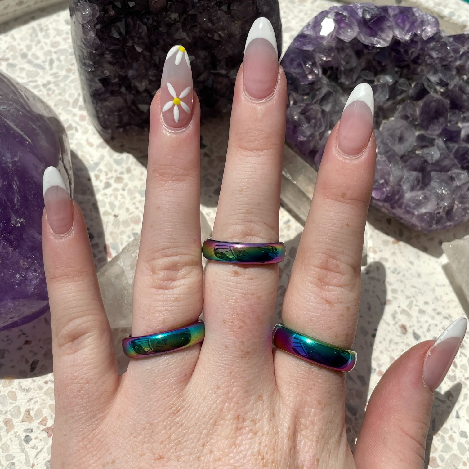 Rainbow Hematite Ring - 5mm
