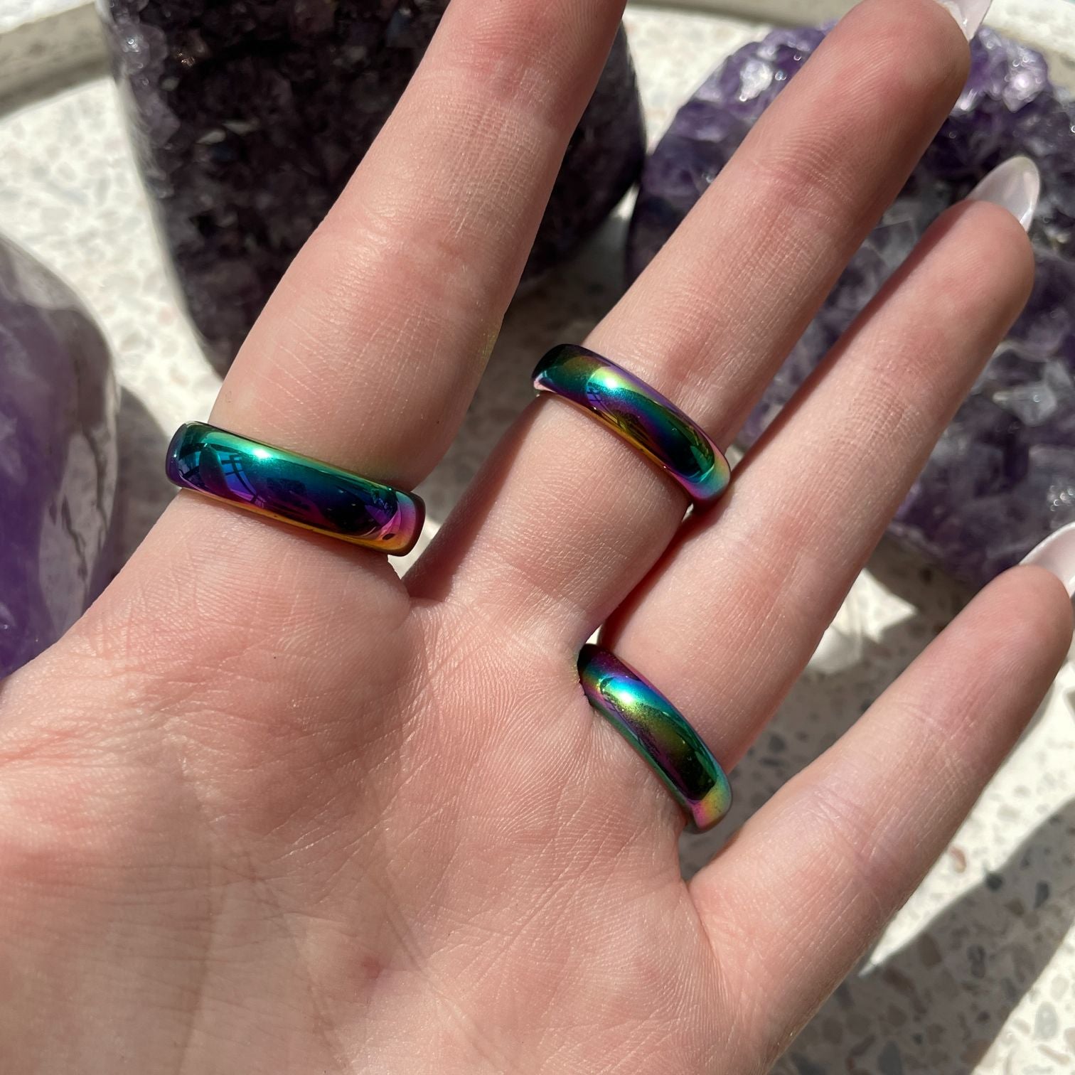 Rainbow Hematite Ring - 5mm