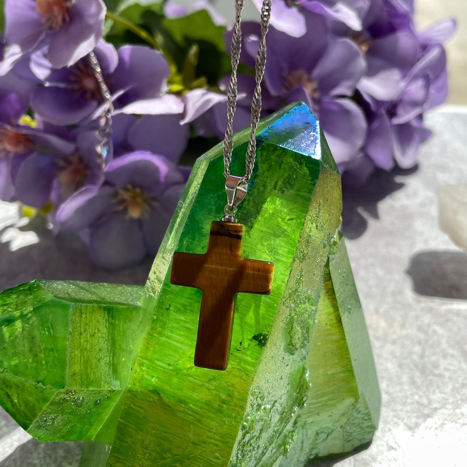Tigers Eye Cross Pendant