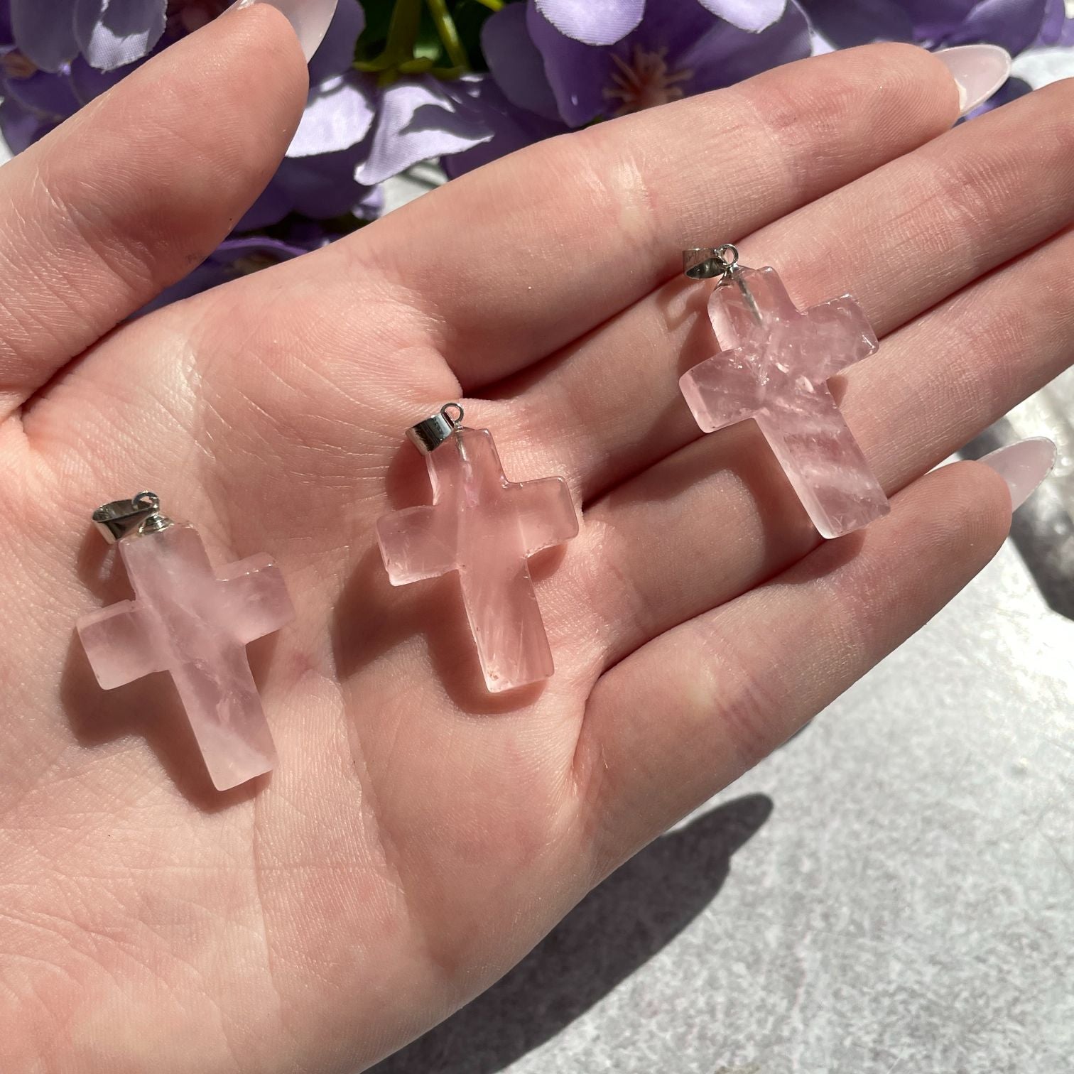 Rose Quartz Cross Pendant