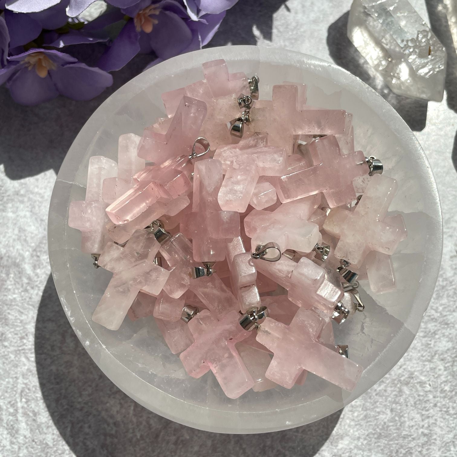 Rose Quartz Cross Pendant