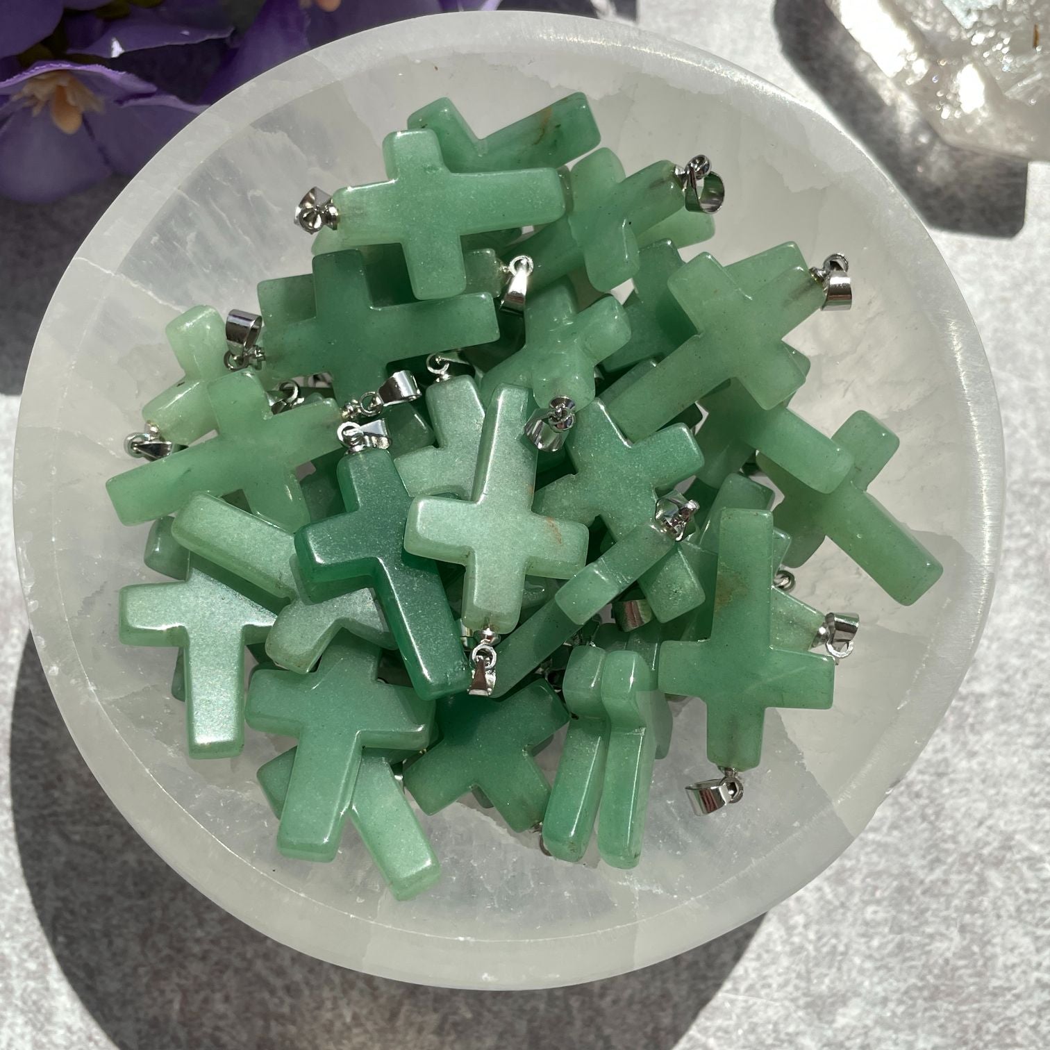 Green Aventurine Cross Pendant