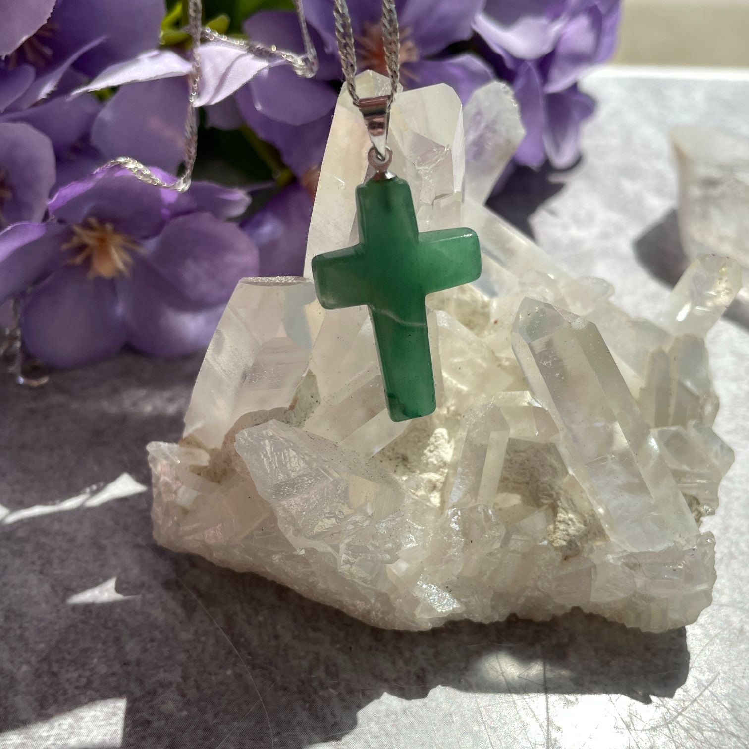 Green Aventurine Cross Pendant