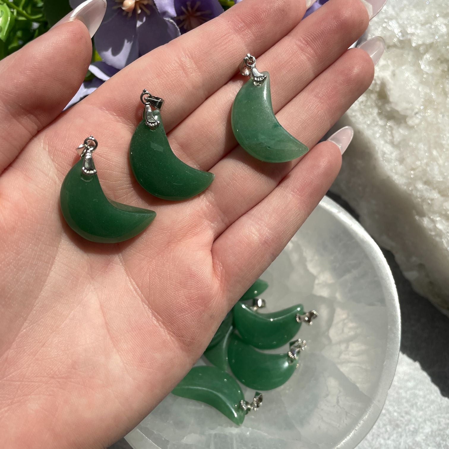 Green Aventurine Moon Pendant