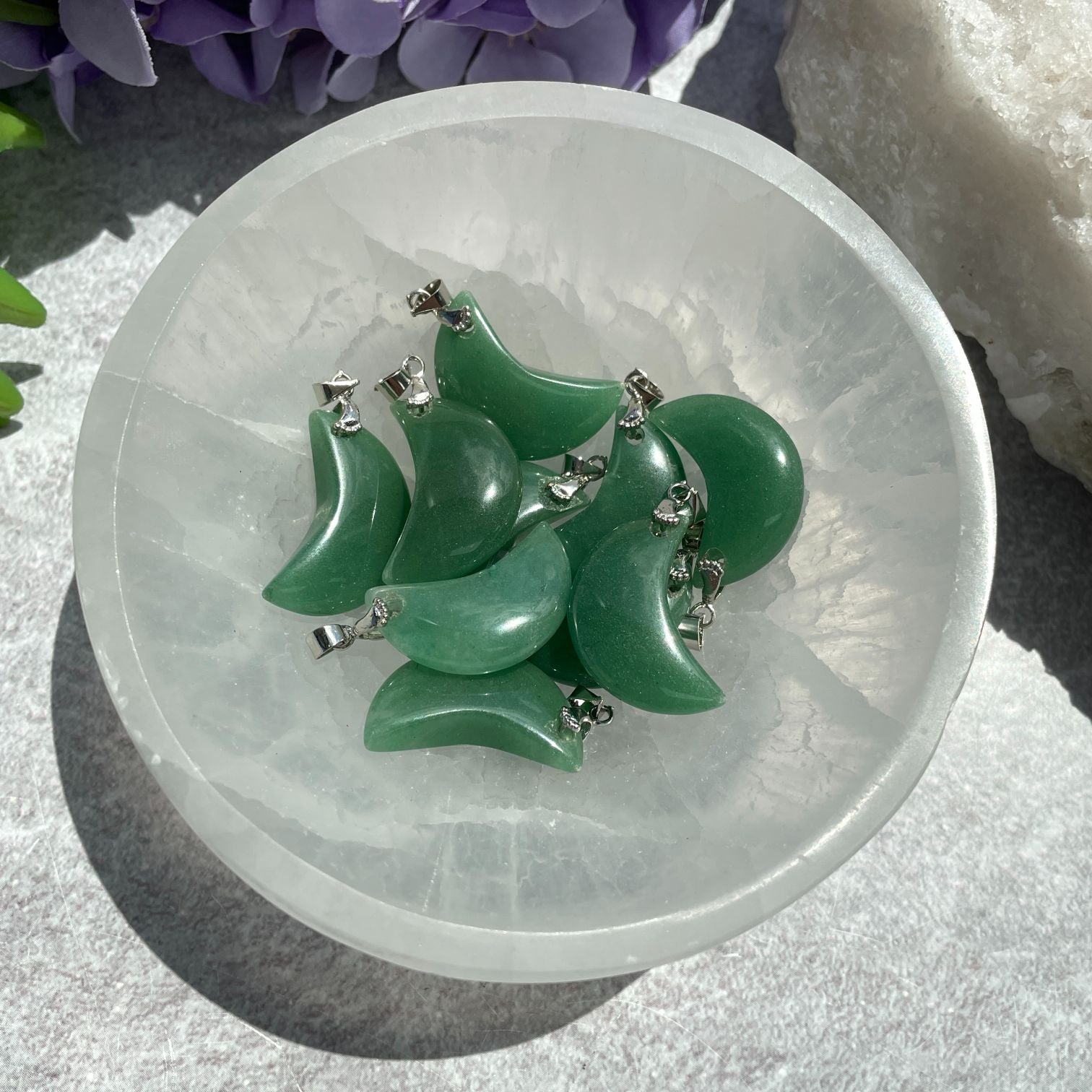 Green Aventurine Moon Pendant