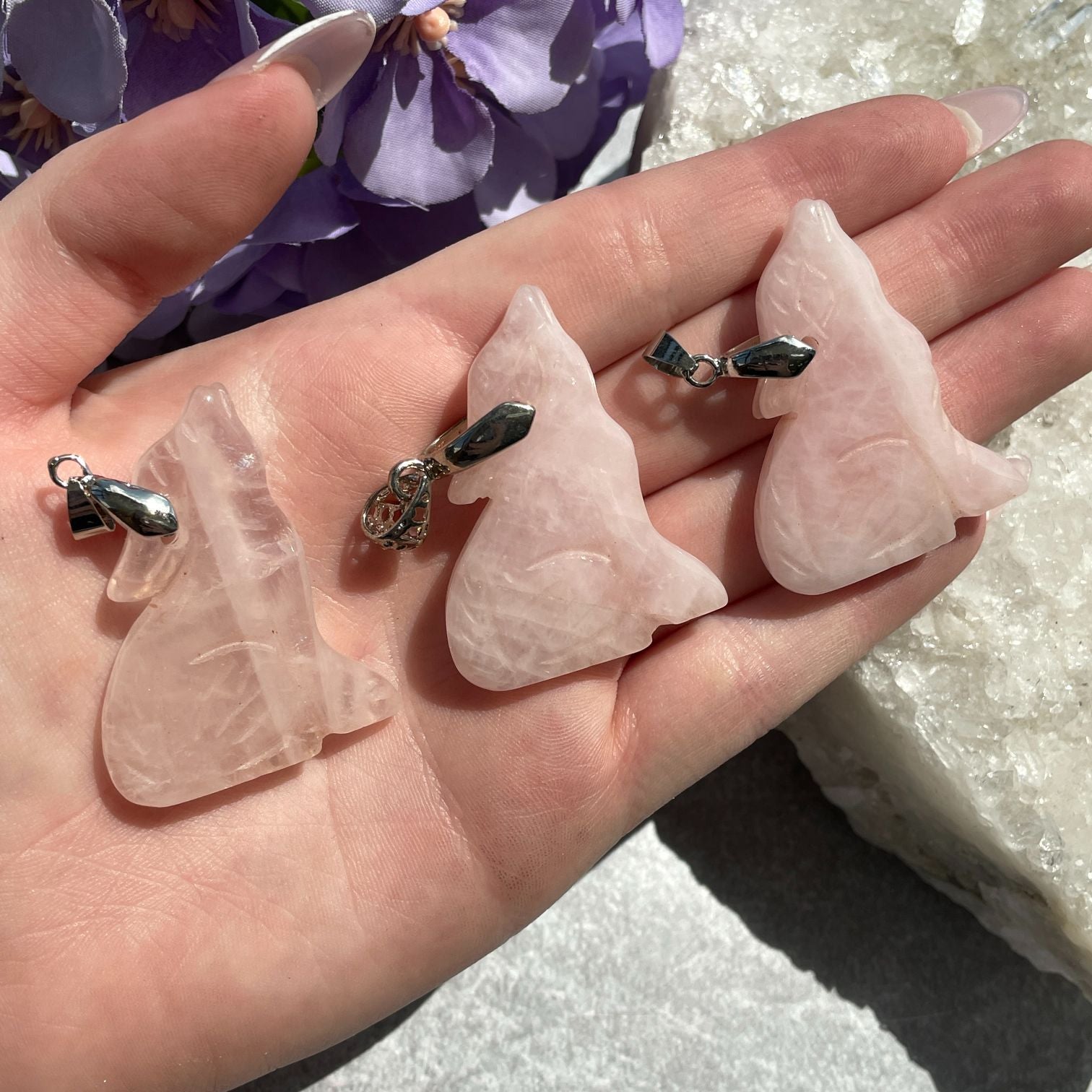 Rose Quartz Rabbit Pendant