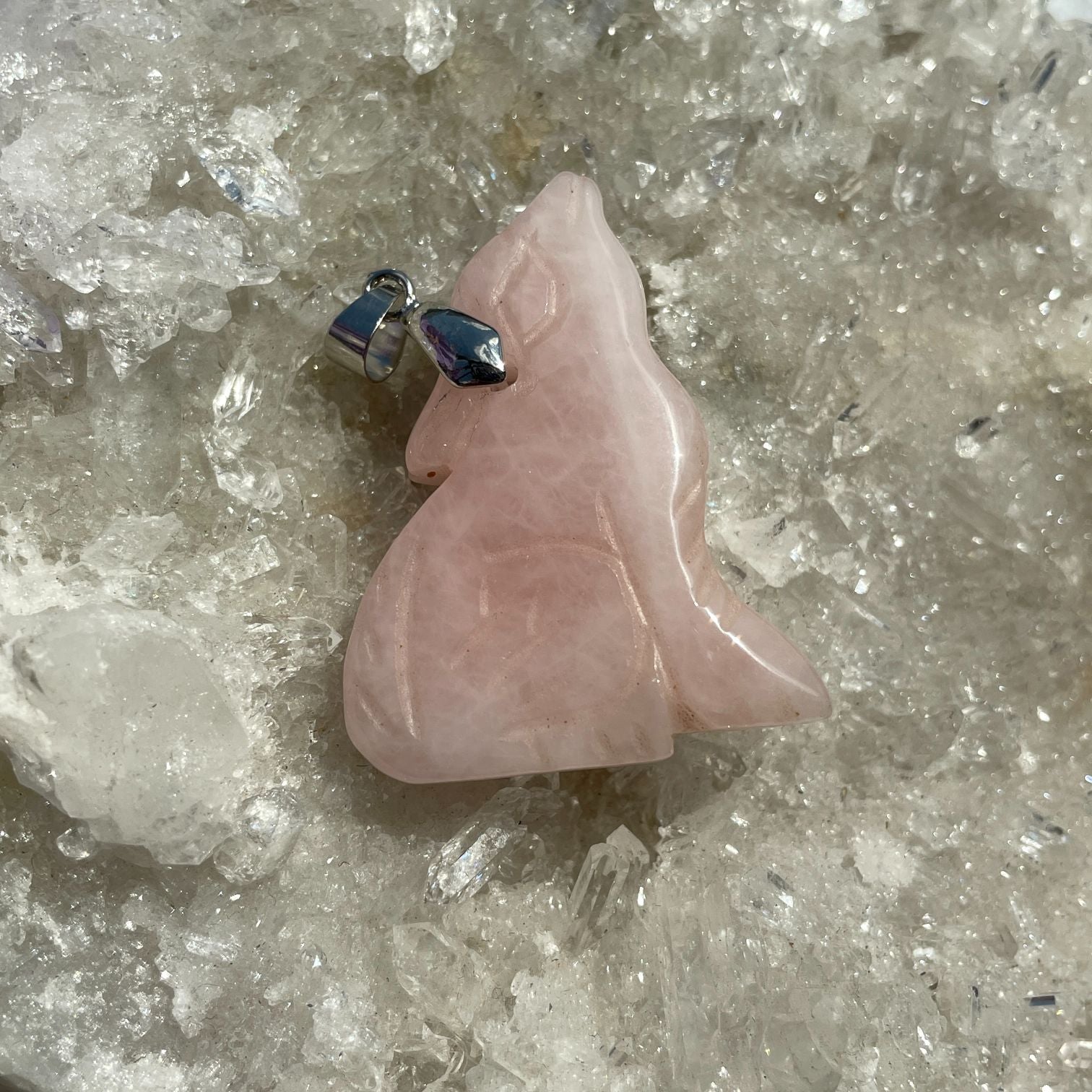 Rose Quartz Rabbit Pendant