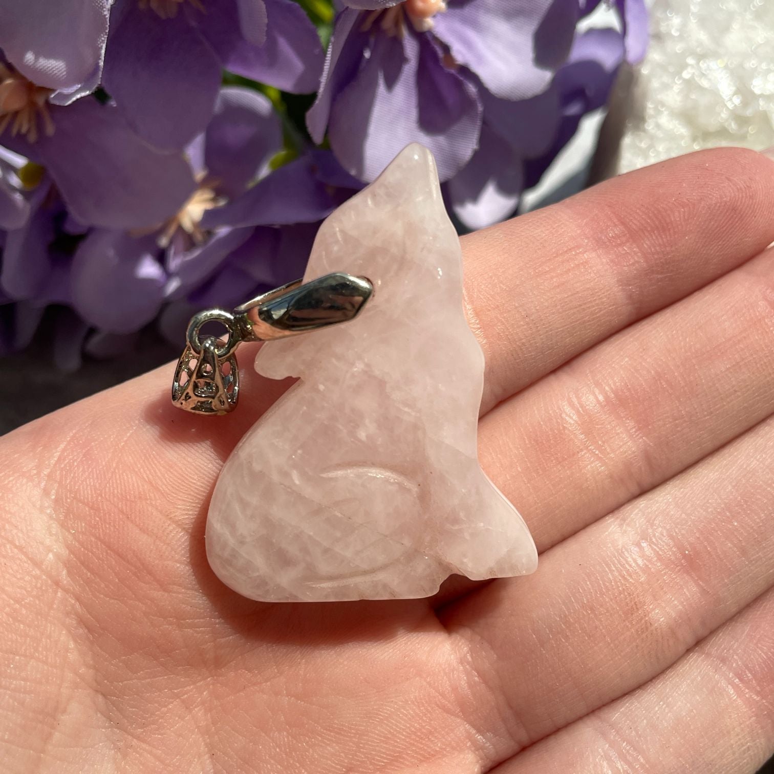 Rose Quartz Rabbit Pendant