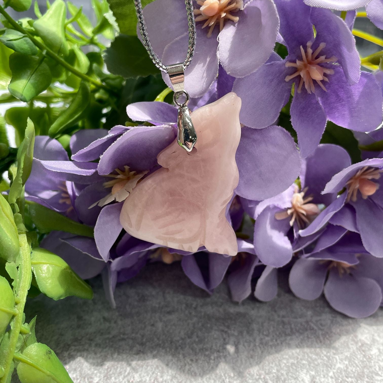 Rose Quartz Rabbit Pendant