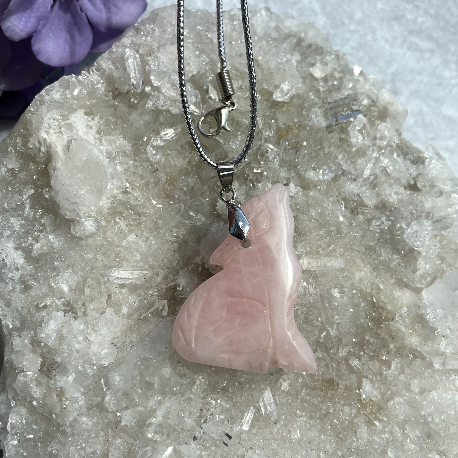 Rose Quartz Rabbit Pendant