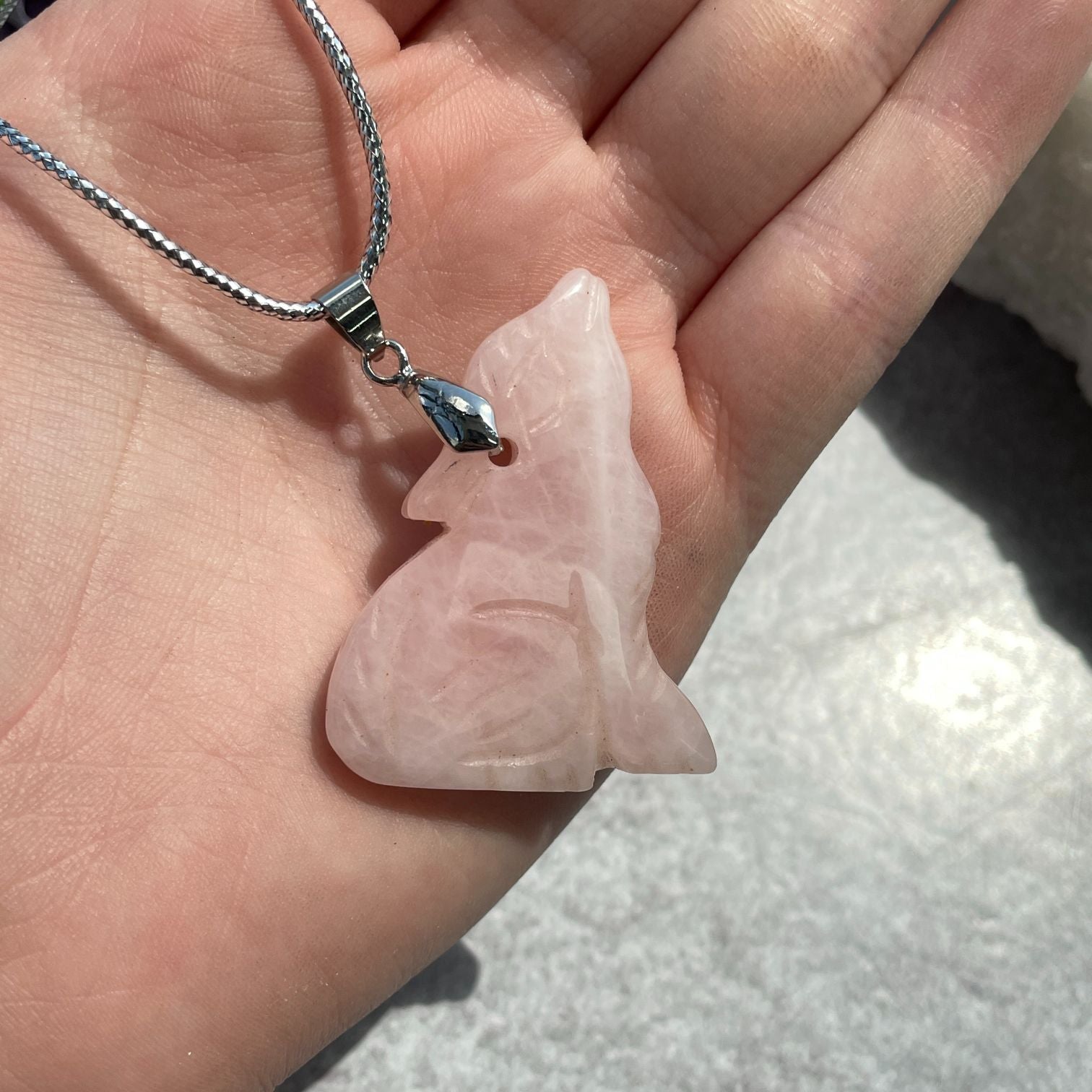 Rose Quartz Rabbit Pendant