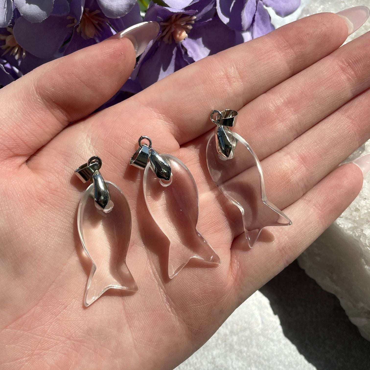Clear Quartz Fish Pendant