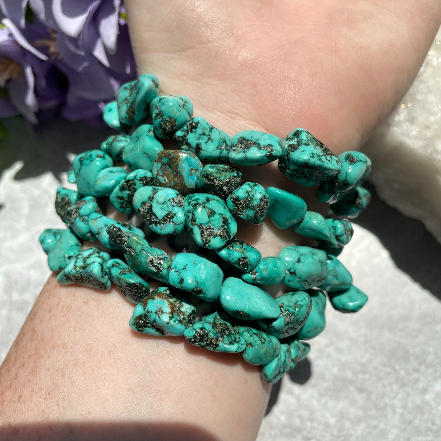 Turquoise Howlite Nugget Bracelet - Dark