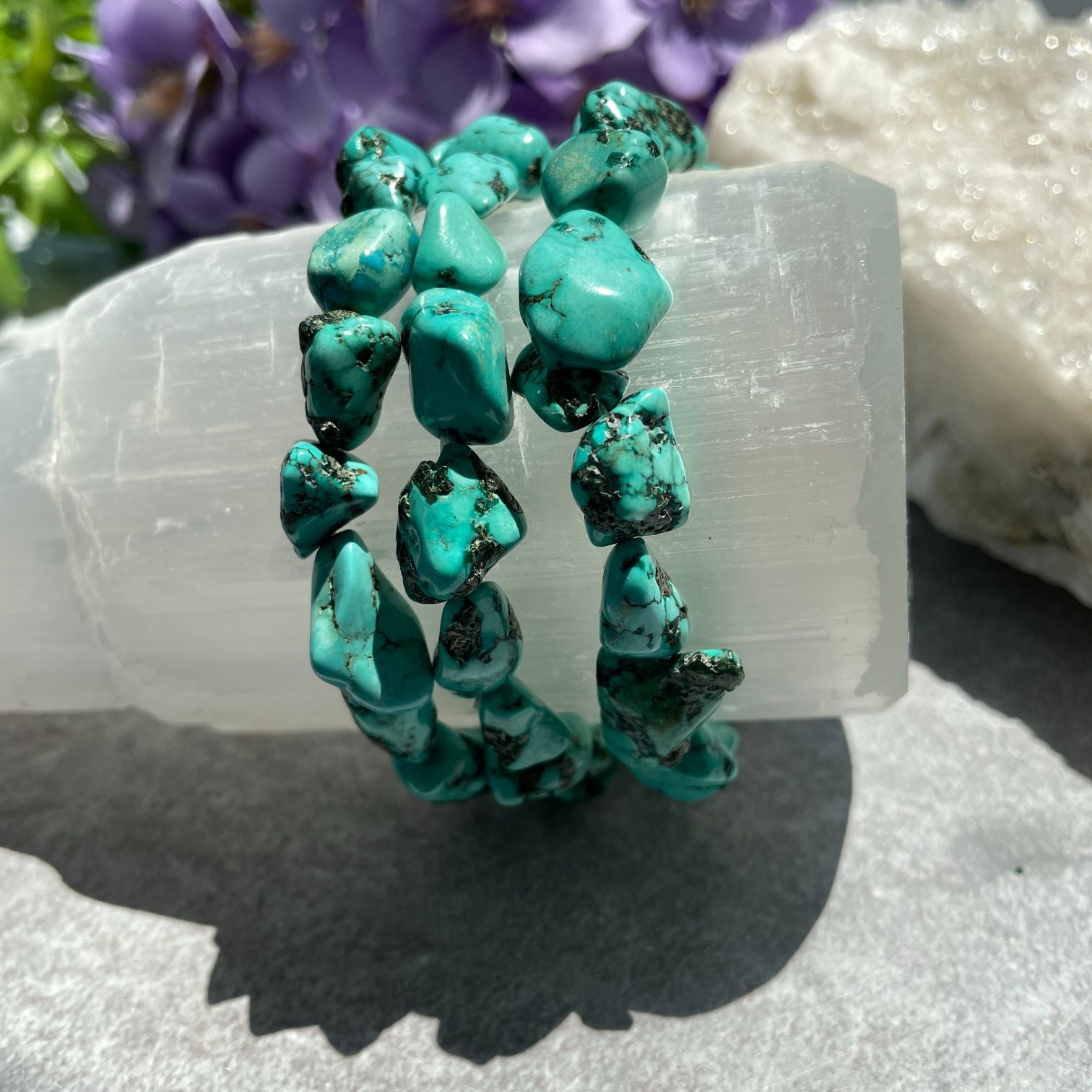 Turquoise Howlite Nugget Bracelet - Dark