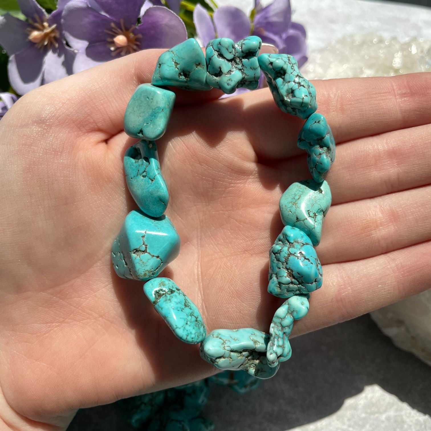Turquoise Howlite Nugget Bracelet - Light
