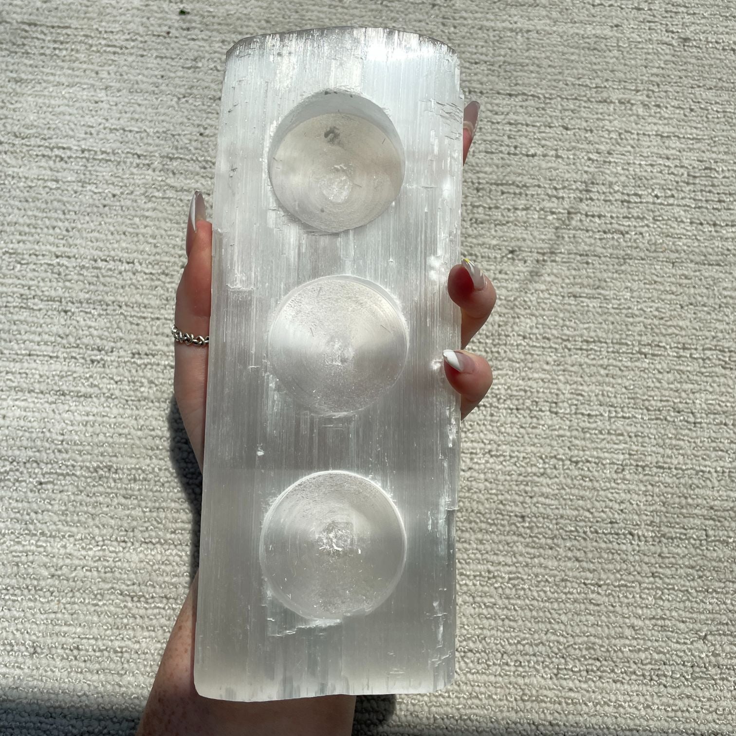 Selenite Log - Three Hole