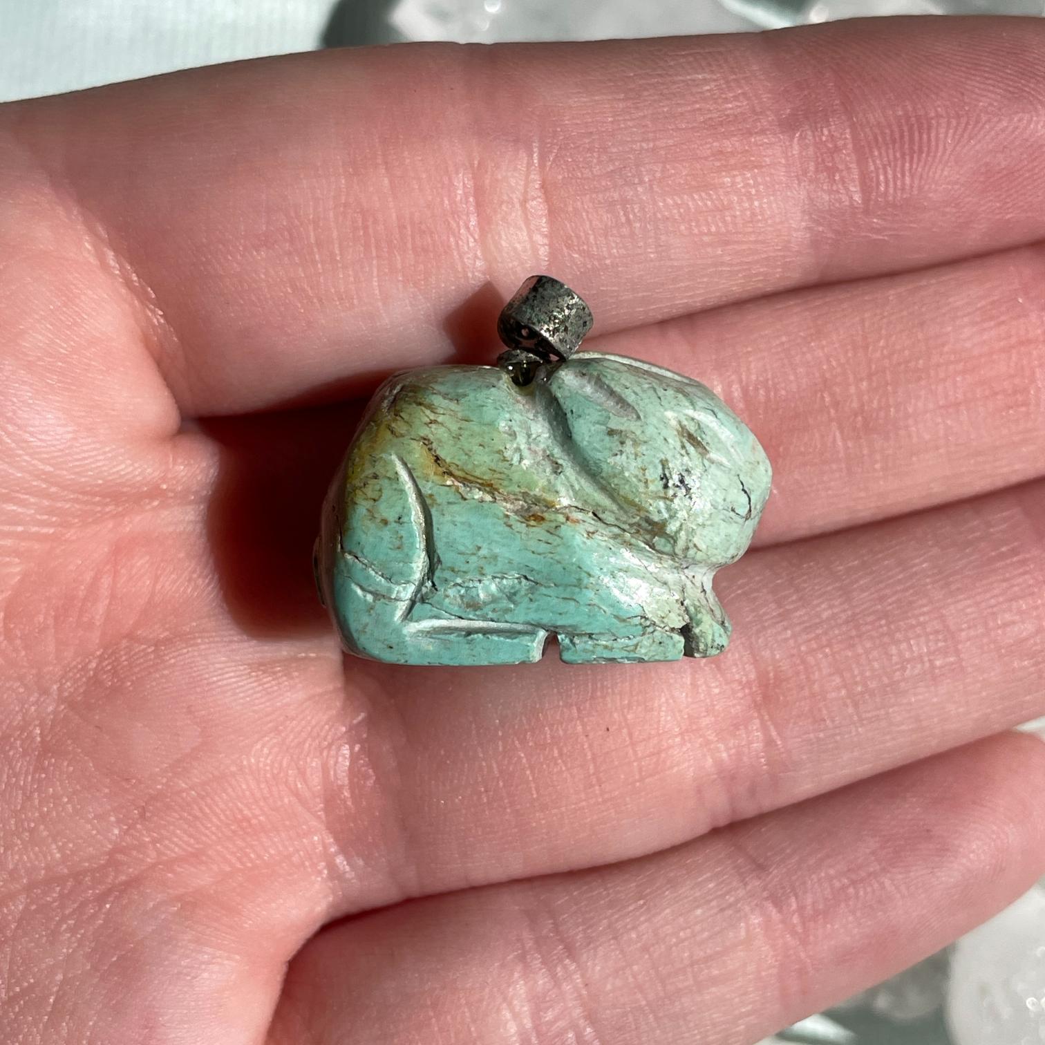 Howlite Turquoise Rabbit Pendants - Pair