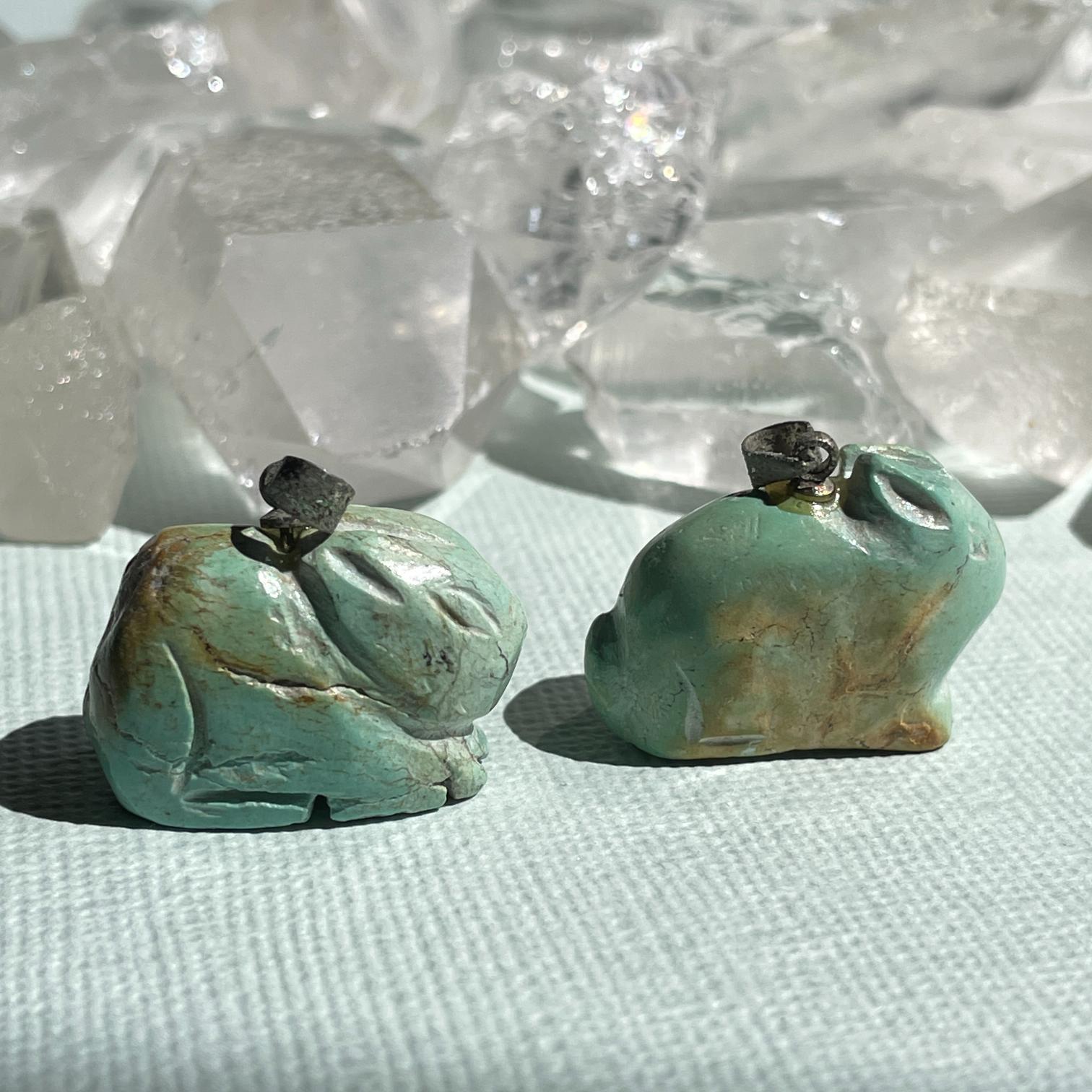 Howlite Turquoise Rabbit Pendants - Pair
