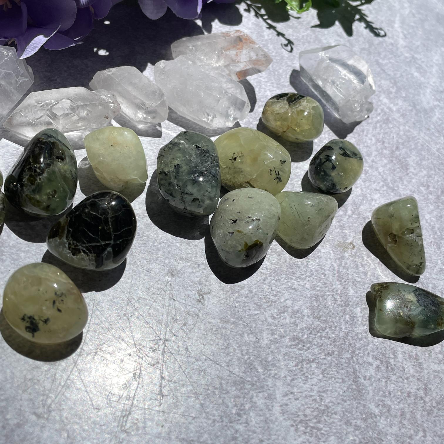 Prehnite and Epidote Tumbled 200g