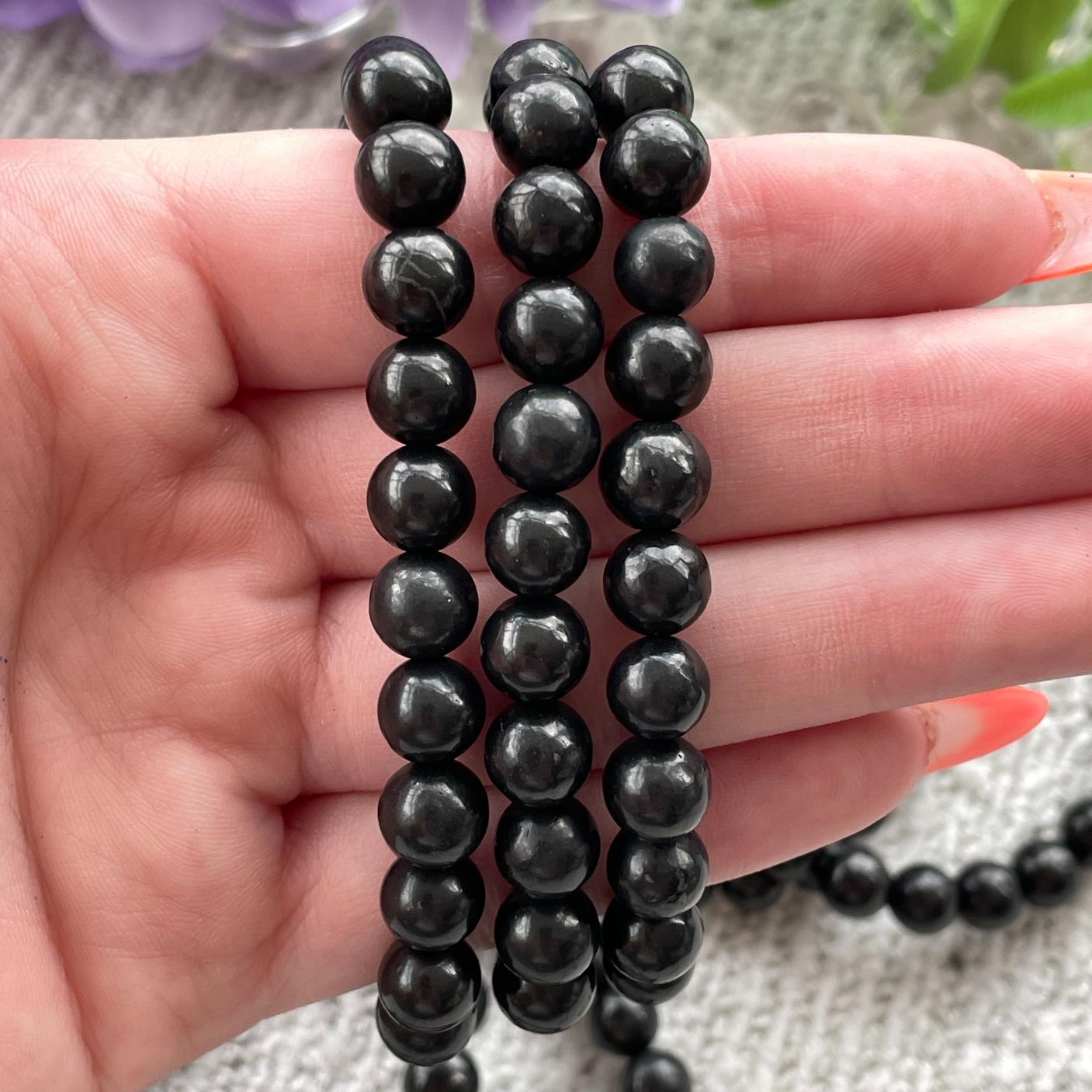 Shungite Beaded Bracelet 6mm - 8mm