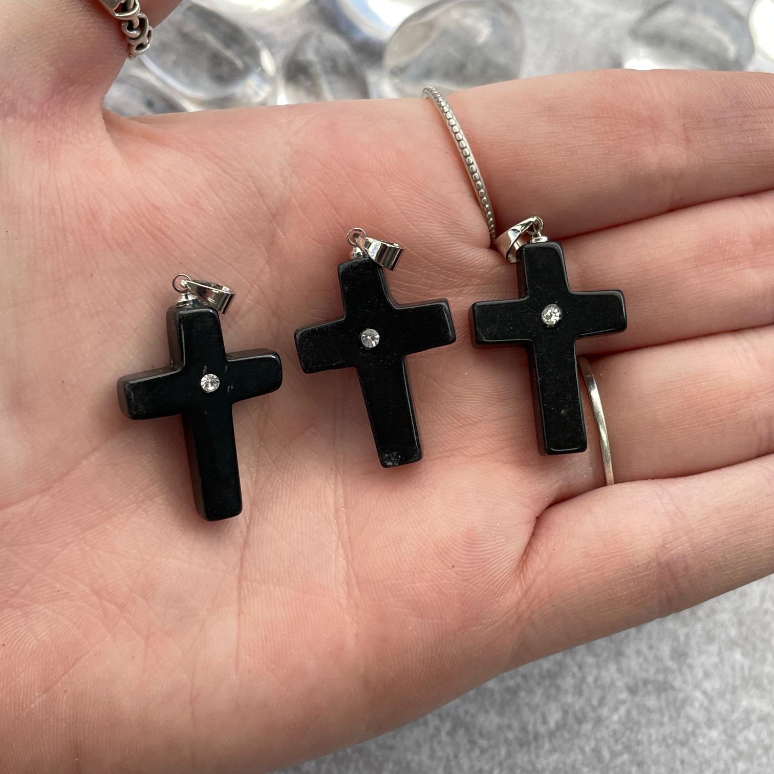 Black Tourmaline Cross Pendant