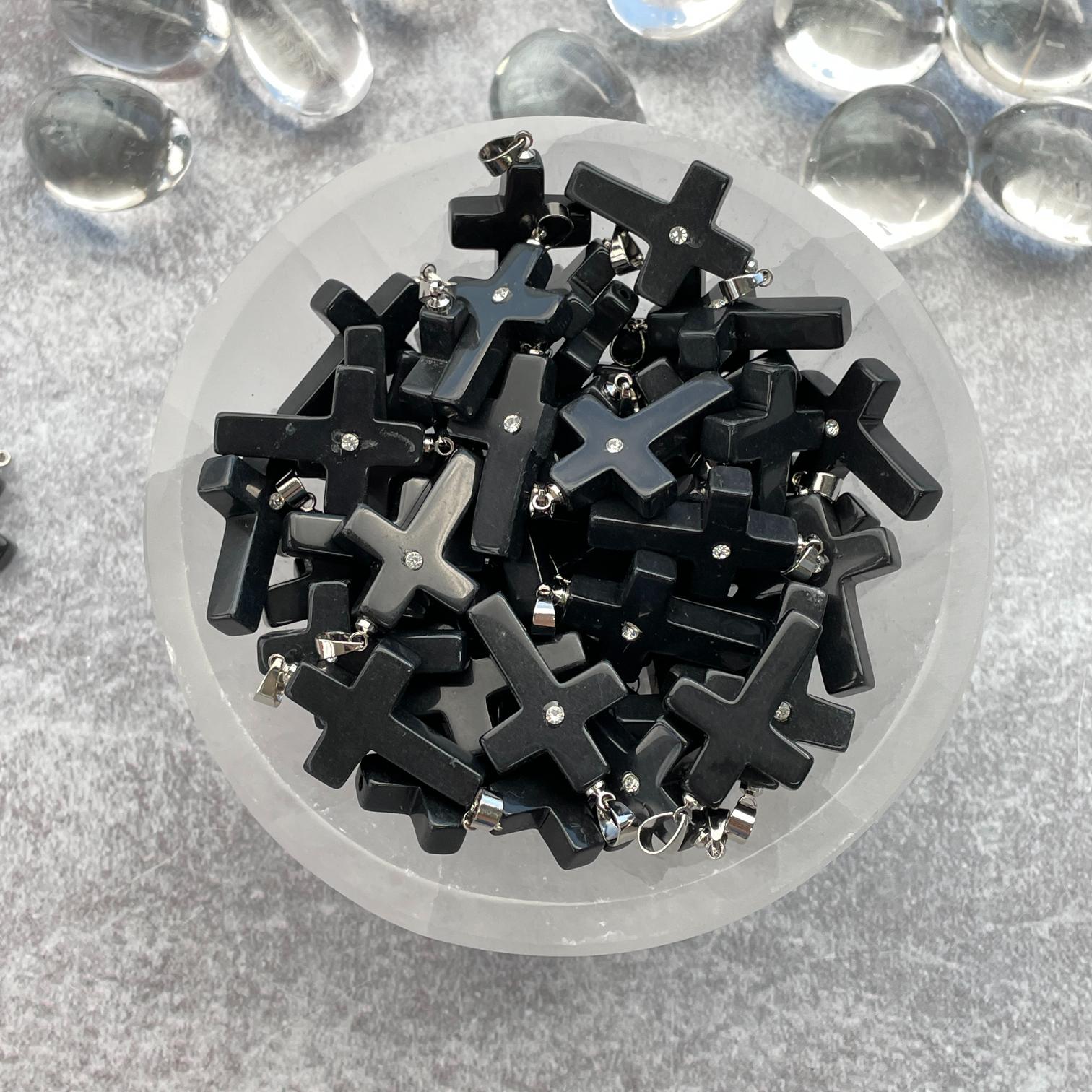Black Tourmaline Cross Pendant