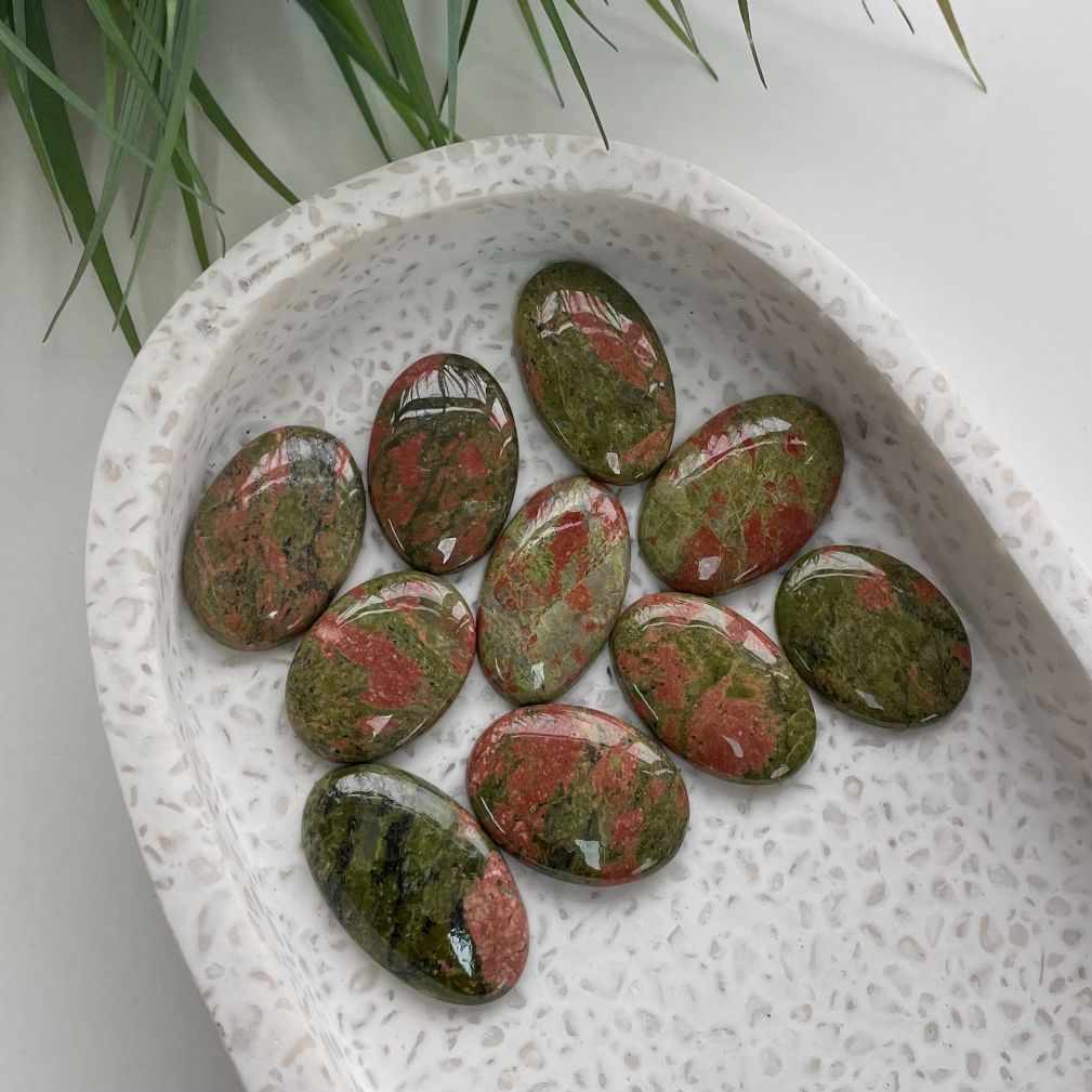 Unakite Cabochon  - Round - 1pc