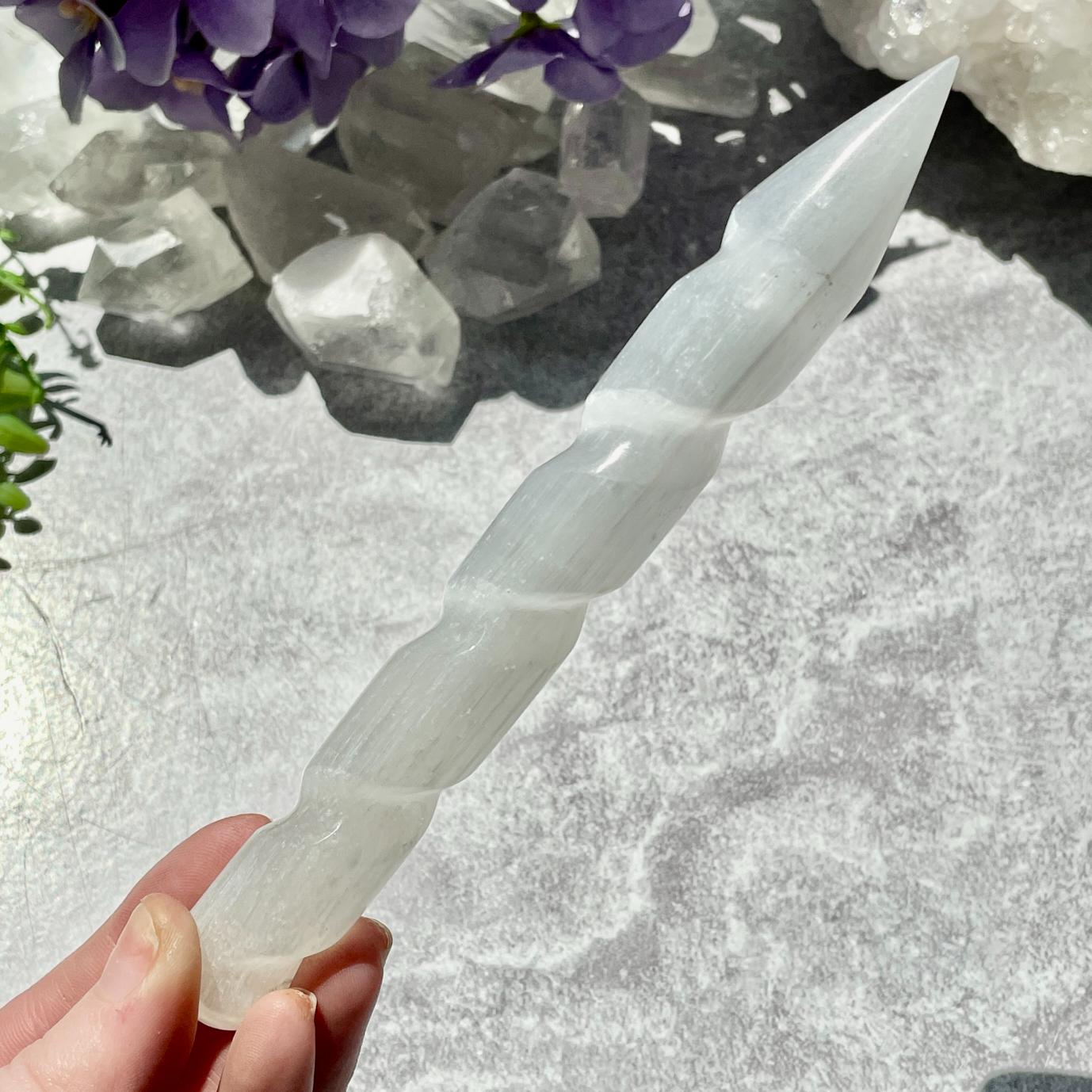 Selenite Wand - Spiral Point