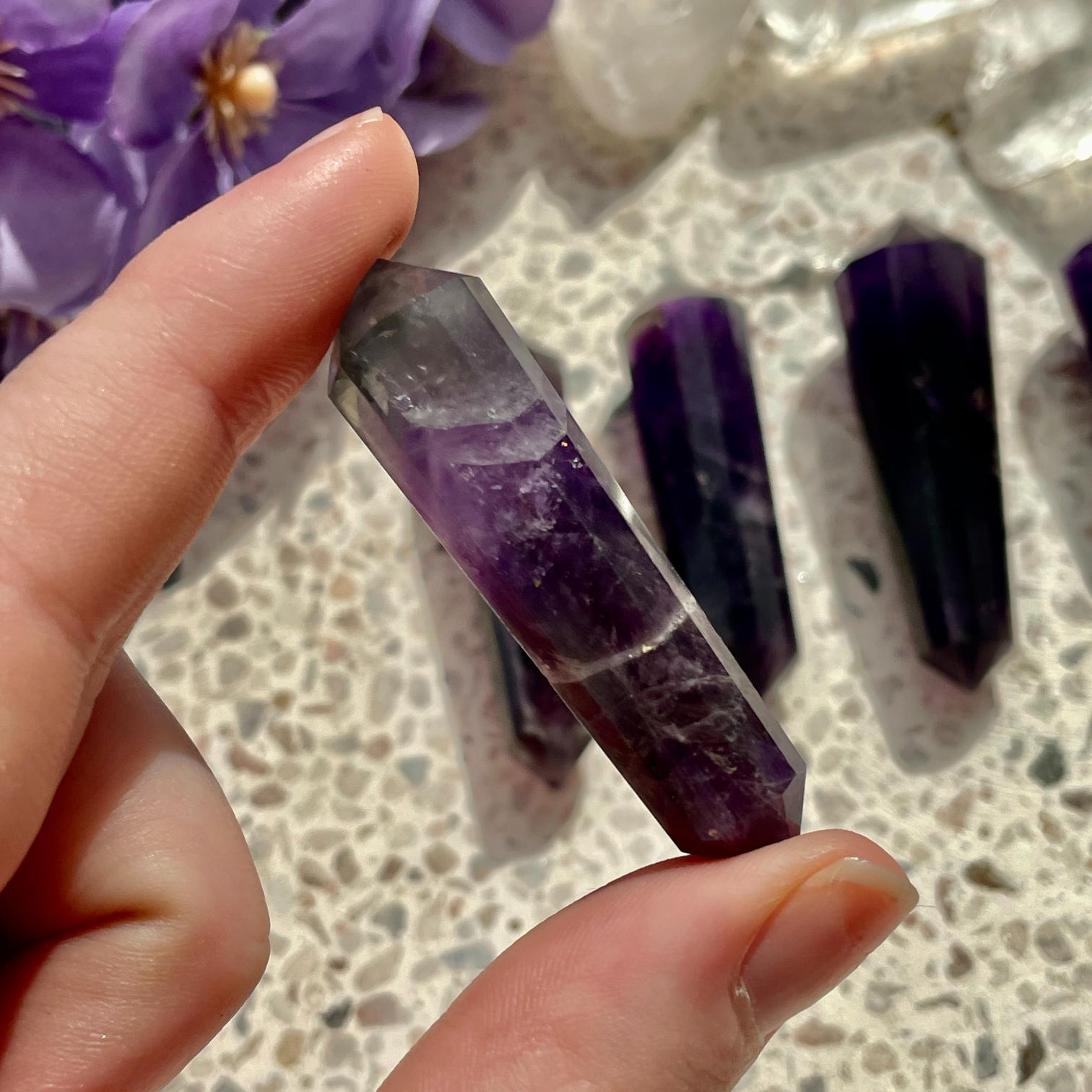 Chevron Amethyst DT Wand (4-6cm) (IN)