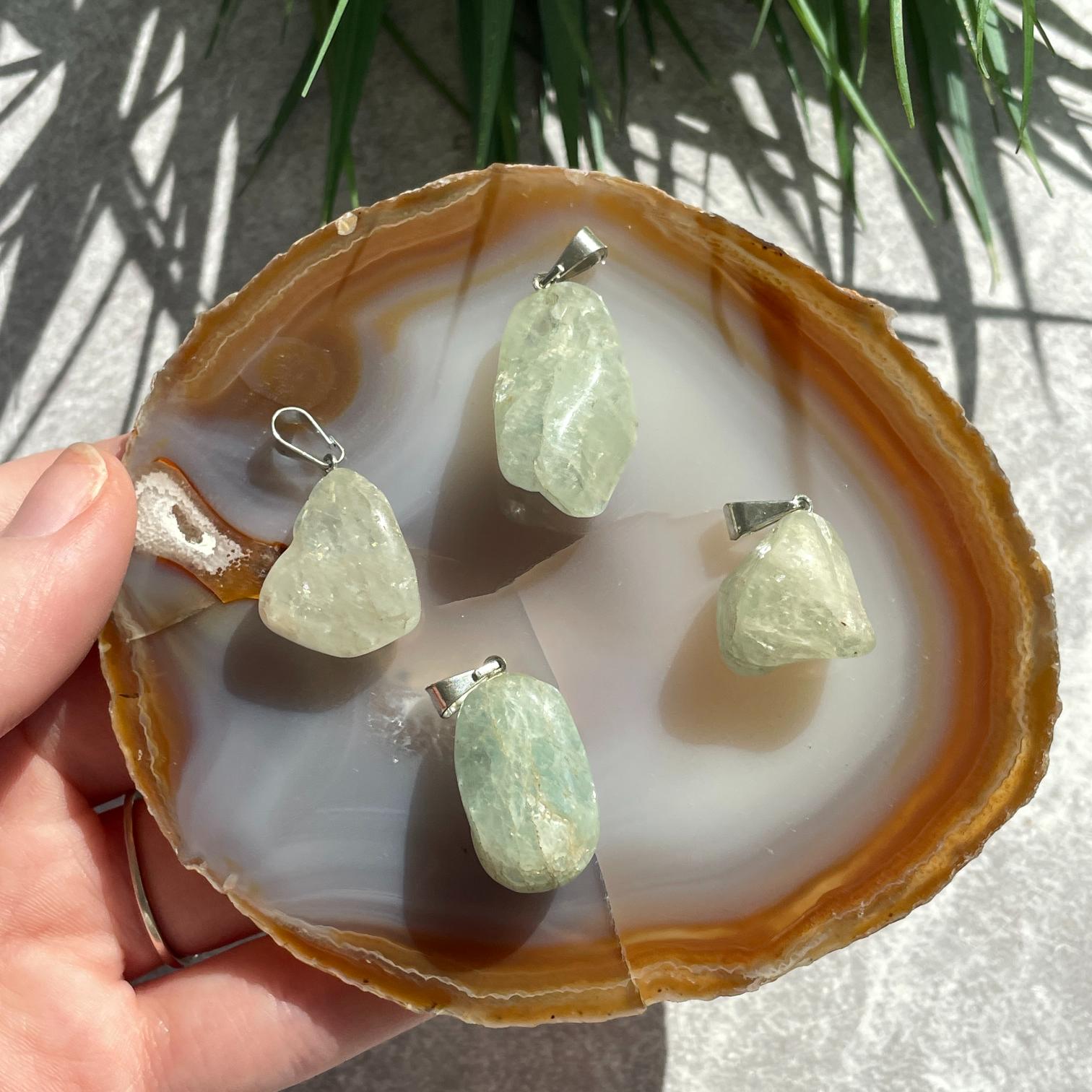 Tumbled Mini Pendant - Aquamarine LIGHT