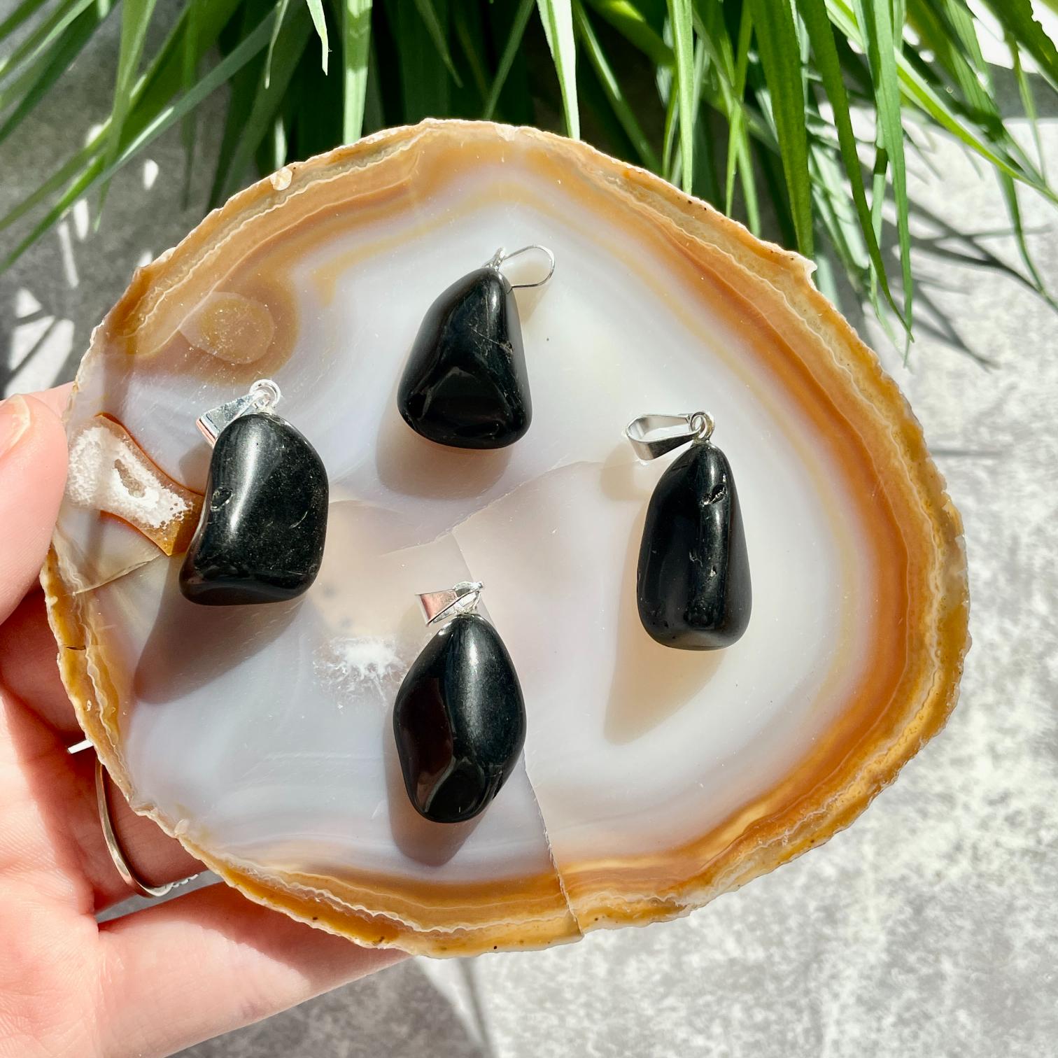 Tumbled Mini Pendant - Obsidian