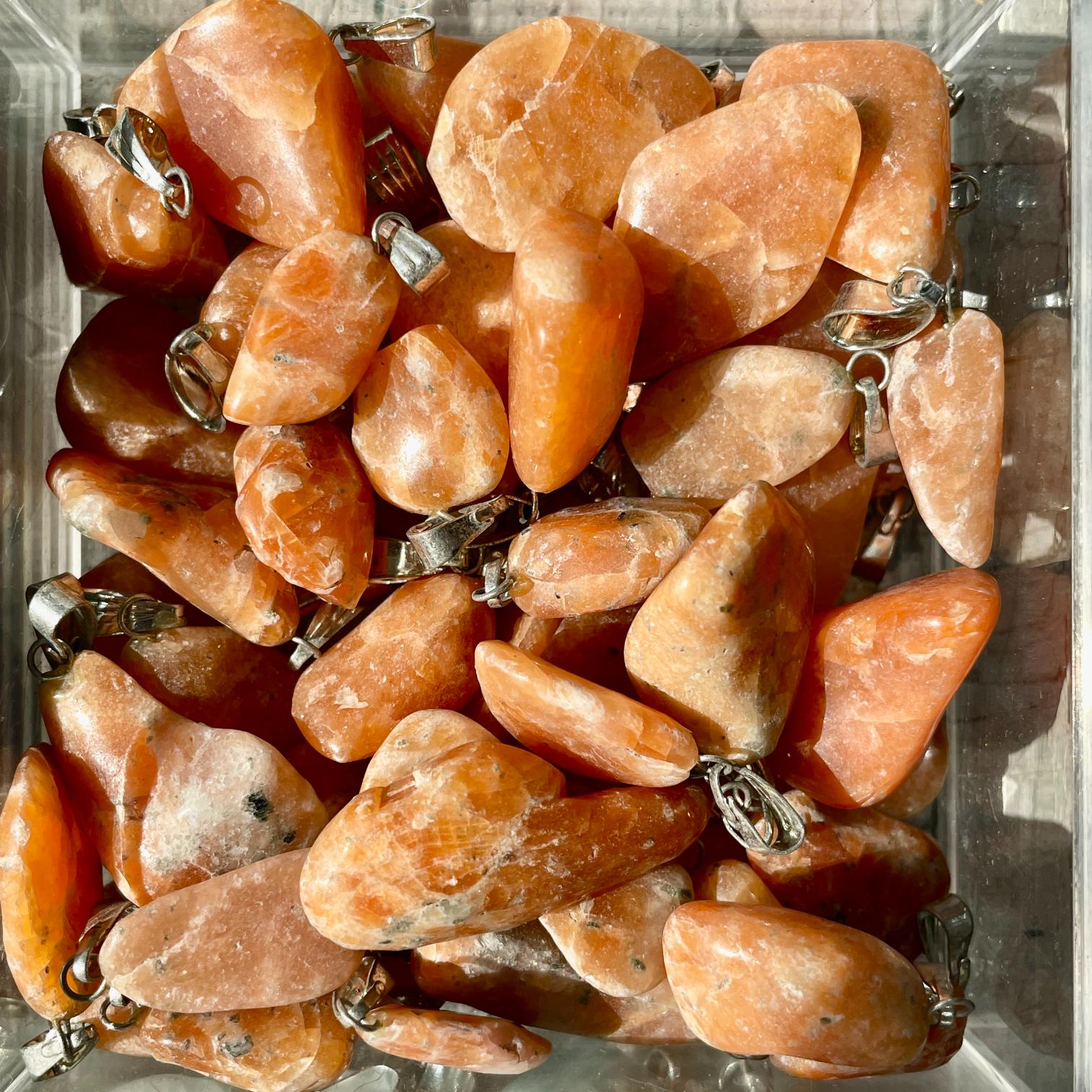 Tumbled Mini Pendant - Orange Calcite