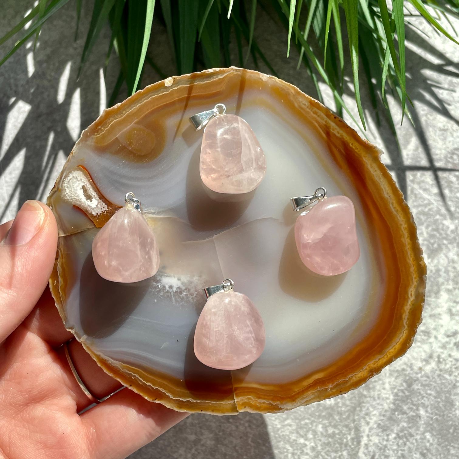 Tumbled Mini Pendant - Rose Quartz
