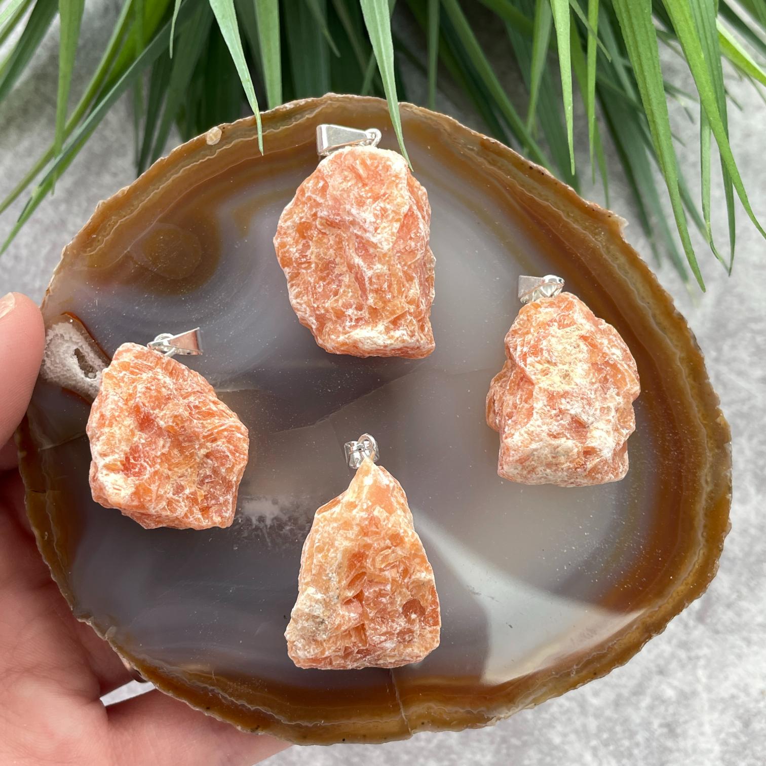 Rough Mini Pendant - Orange Calcite