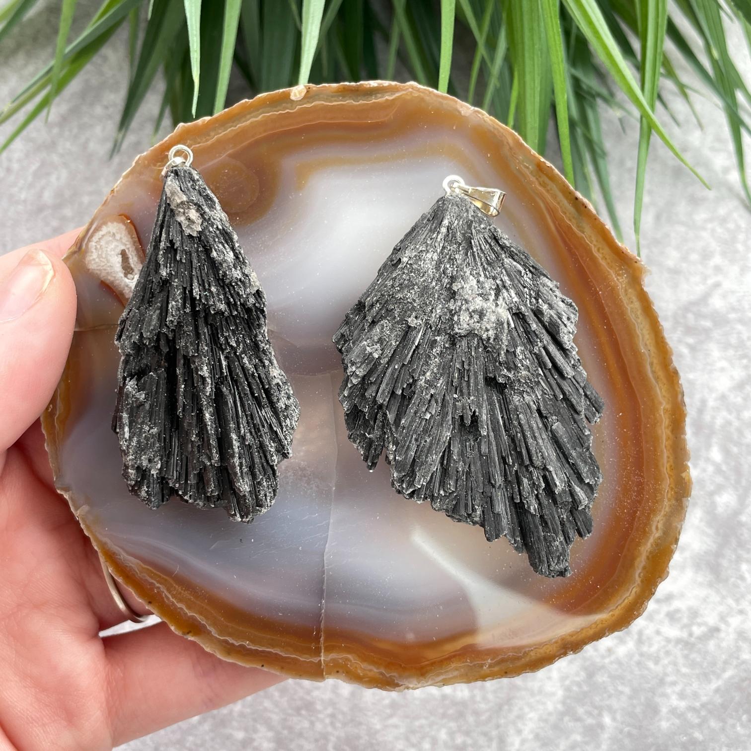 Rough Pendant - Black Kyanite - 1pc